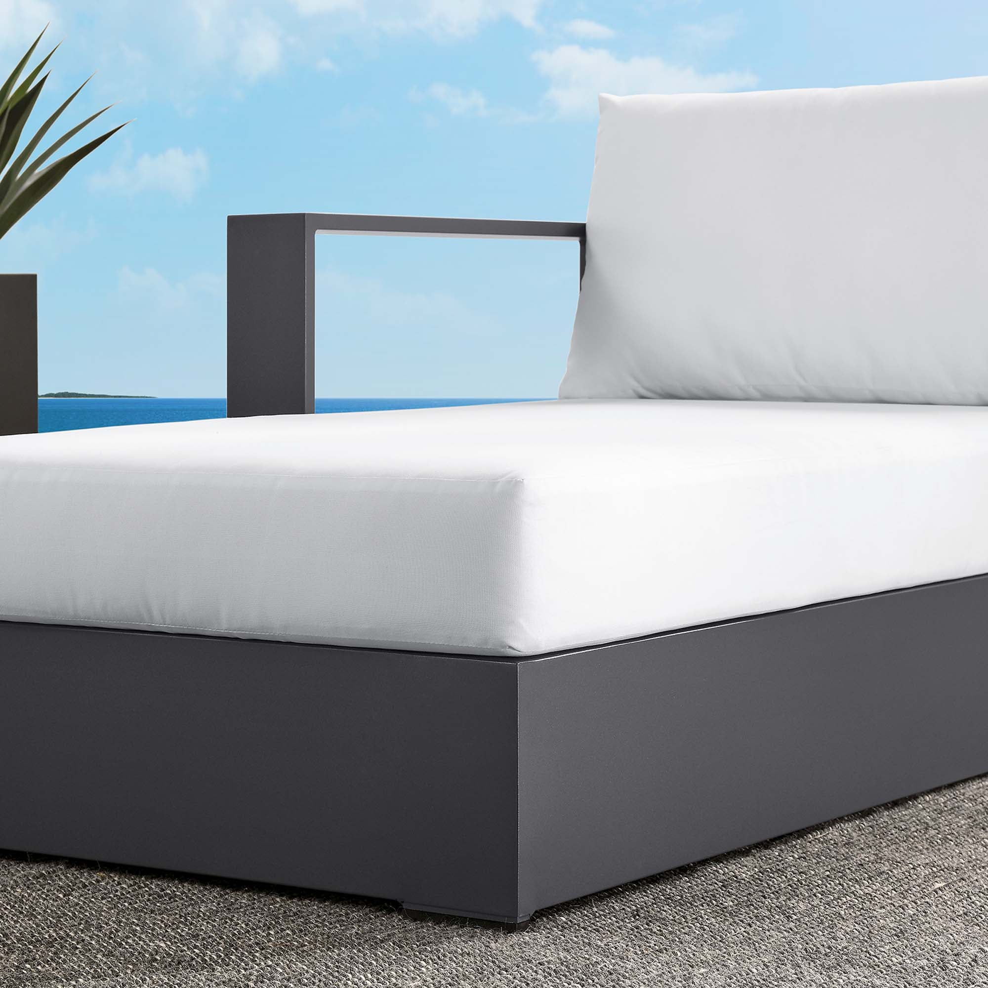 Modway Tahoe Outdoor Patio Powder-Coated Aluminum Modular Left-Facing Chaise Lounge