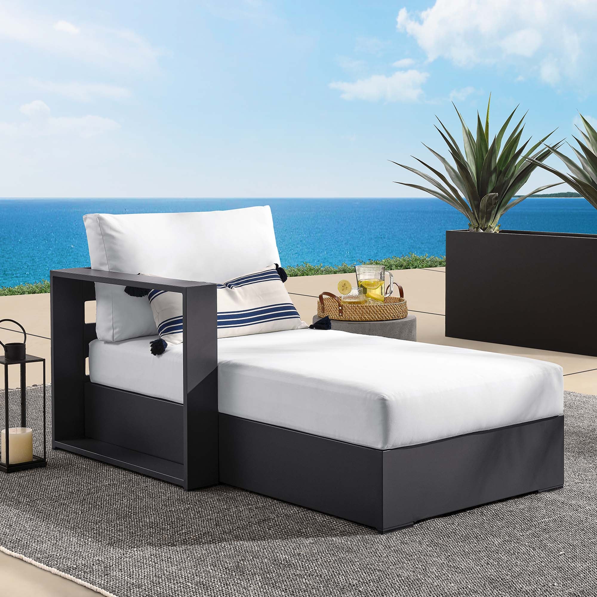 Modway Tahoe Outdoor Patio Powder-Coated Aluminum Modular Left-Facing Chaise Lounge