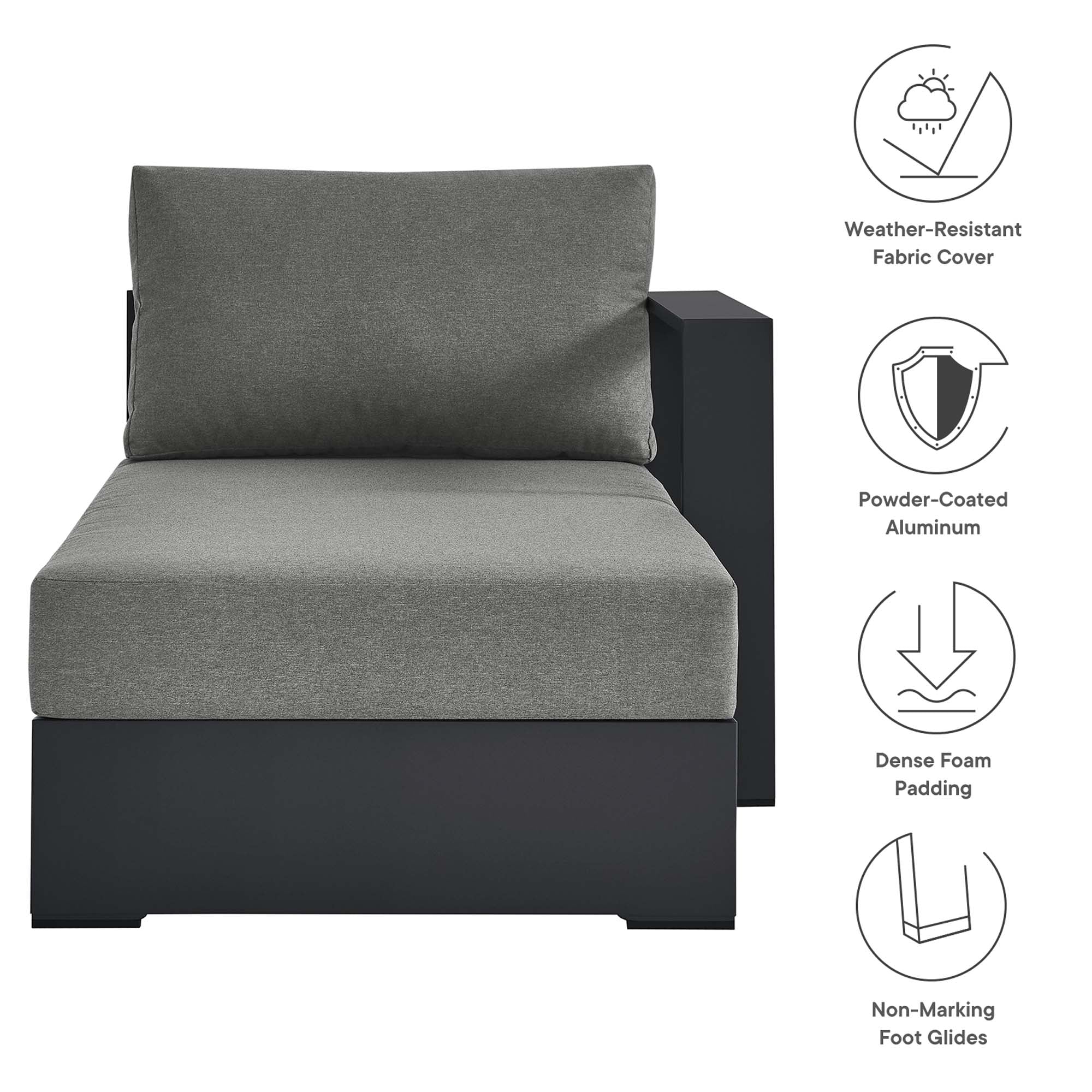 Modway Tahoe Outdoor Patio Powder-Coated Aluminum Modular Right-Facing Chaise Lounge