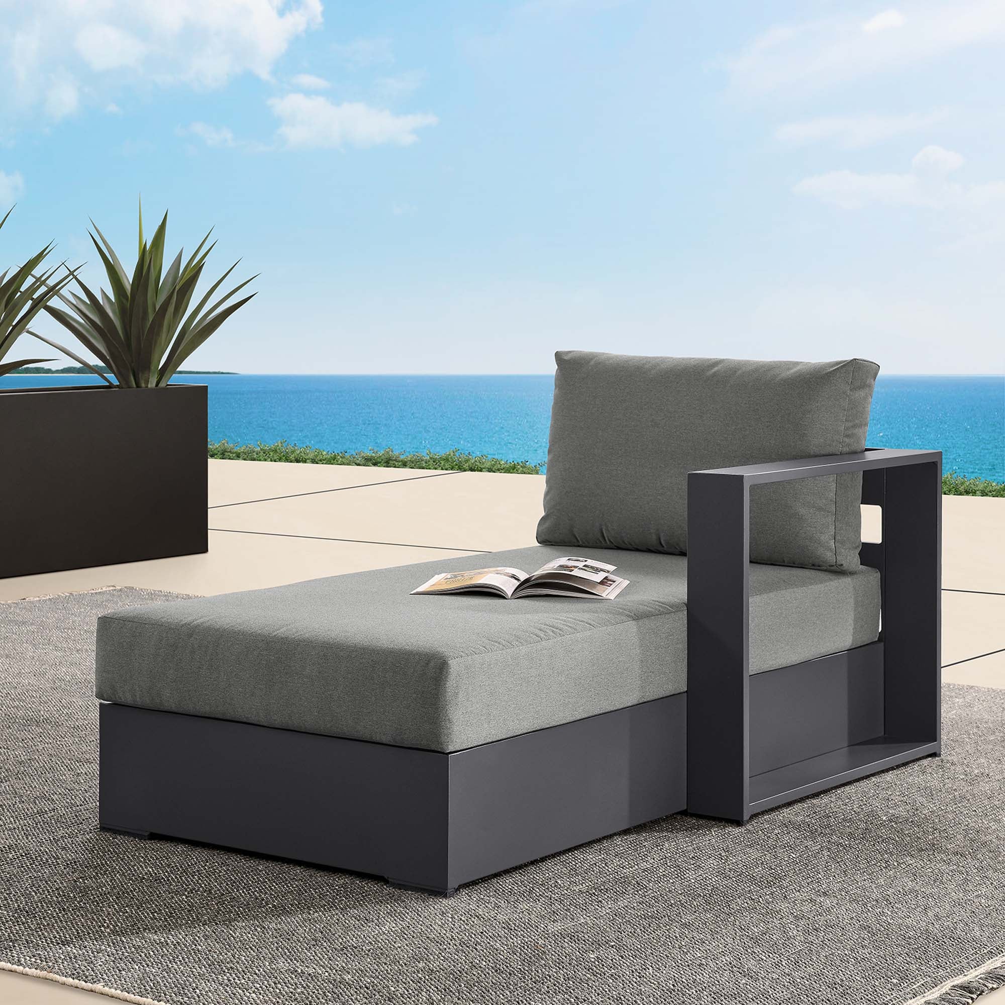 Modway Tahoe Outdoor Patio Powder-Coated Aluminum Modular Right-Facing Chaise Lounge