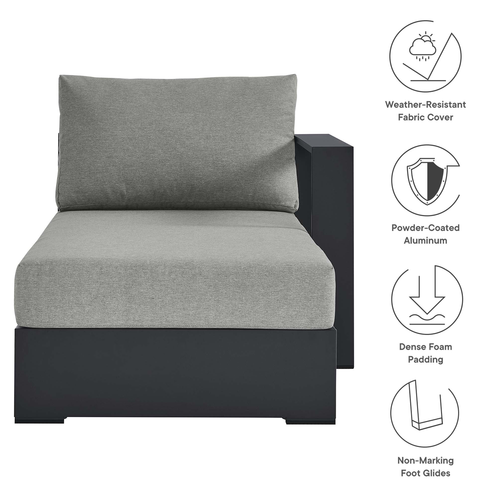 Modway Tahoe Outdoor Patio Powder-Coated Aluminum Modular Right-Facing Chaise Lounge