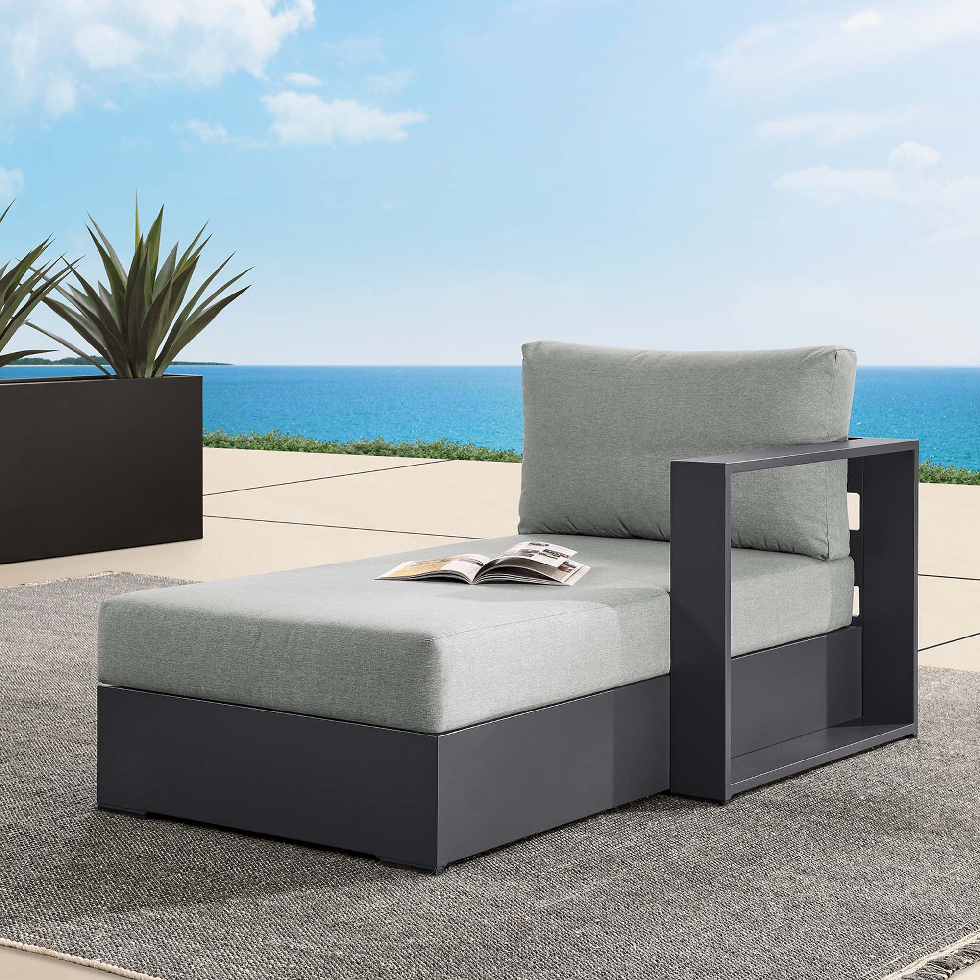 Modway Tahoe Outdoor Patio Powder-Coated Aluminum Modular Right-Facing Chaise Lounge