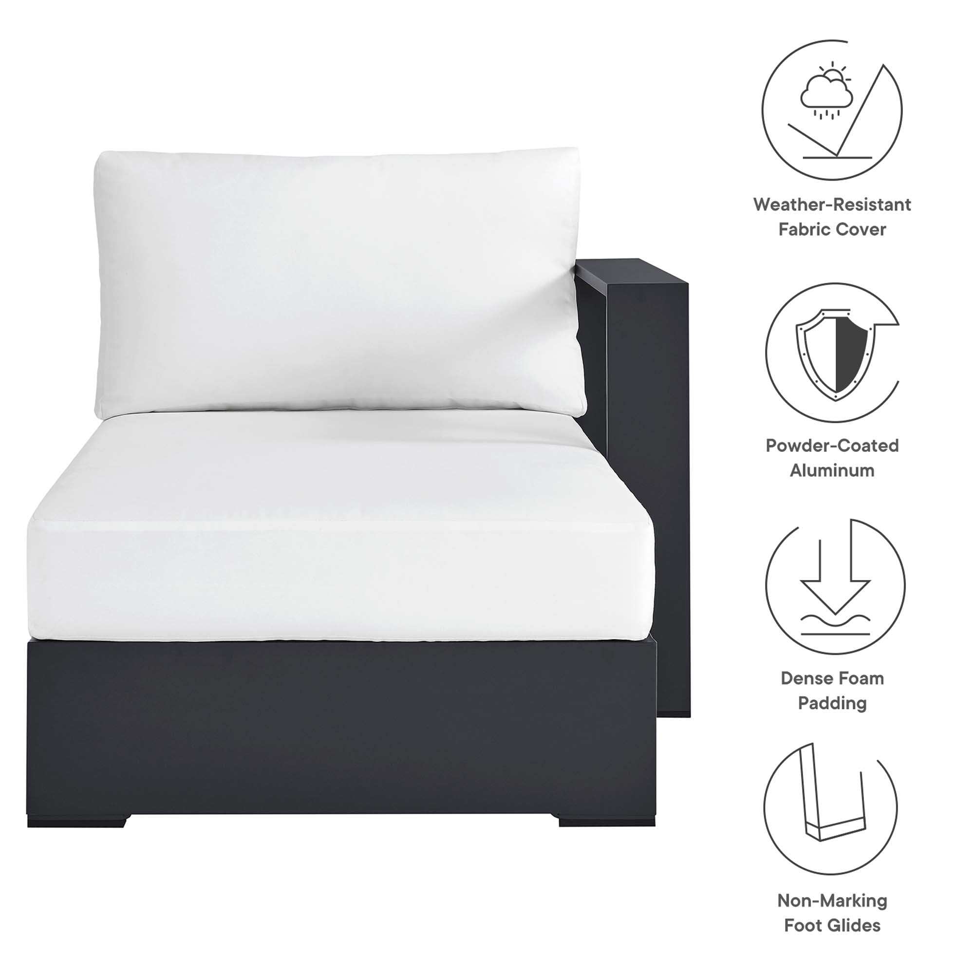 Modway Tahoe Outdoor Patio Powder-Coated Aluminum Modular Right-Facing Chaise Lounge