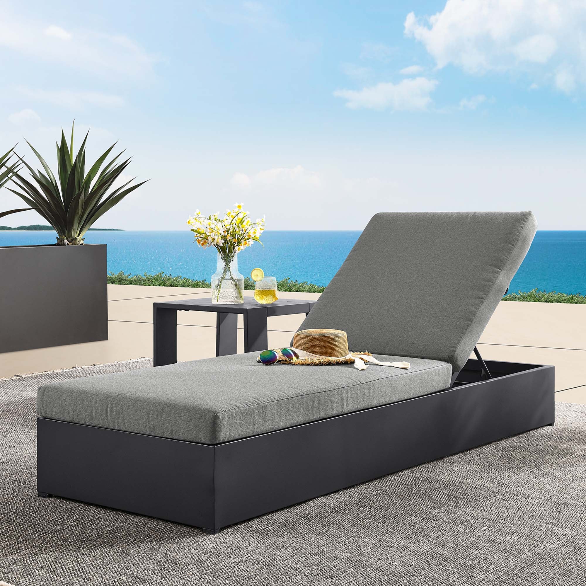 Modway Tahoe Outdoor Patio Powder-Coated Aluminum Chaise Lounge Chair