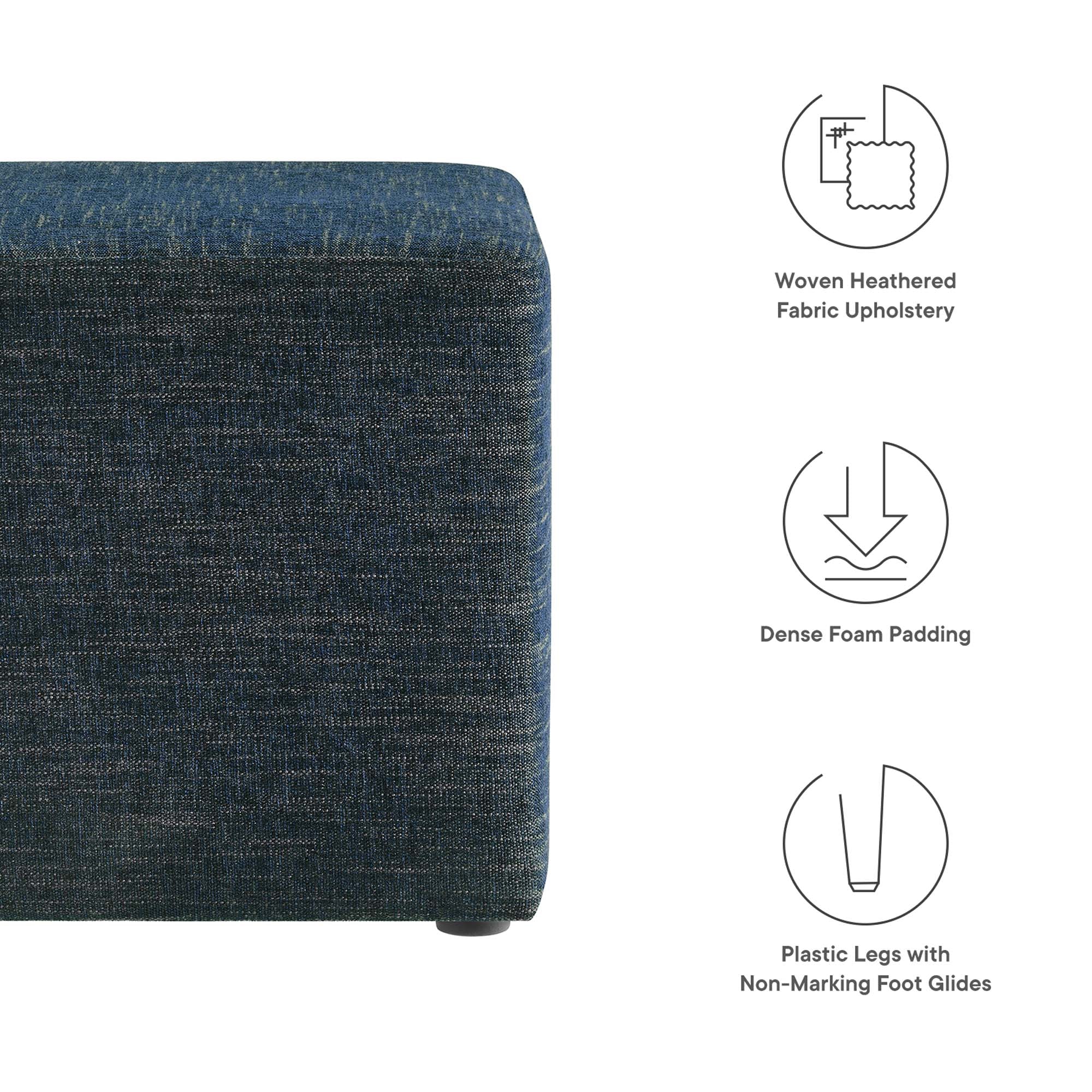 Modway Callum 17" Square Woven Heathered Fabric Upholstered Ottoman
