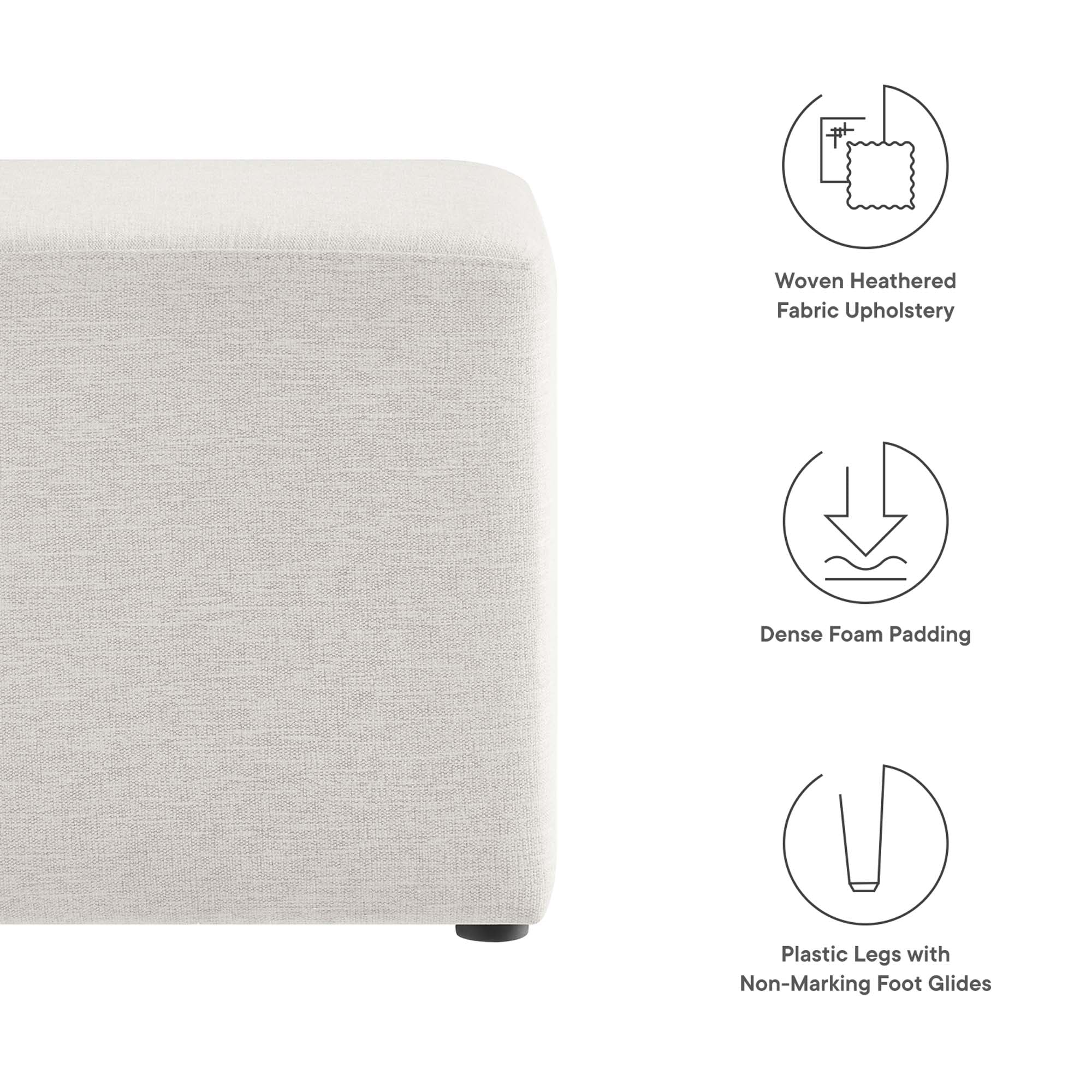 Modway Callum 17" Square Woven Heathered Fabric Upholstered Ottoman