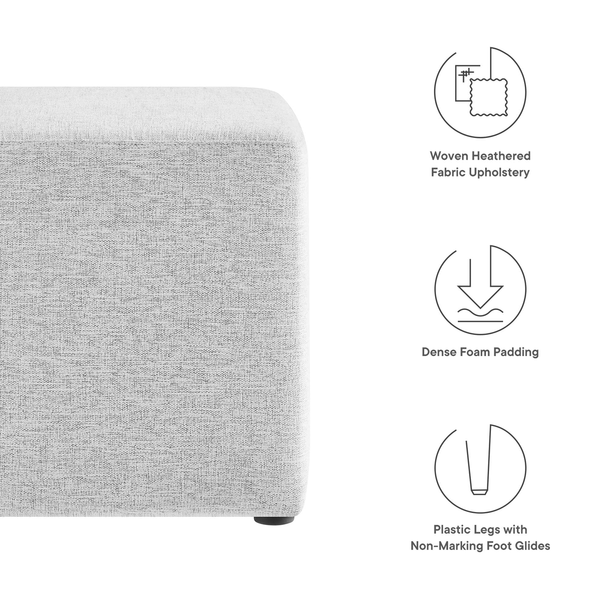 Modway Callum 17" Square Woven Heathered Fabric Upholstered Ottoman
