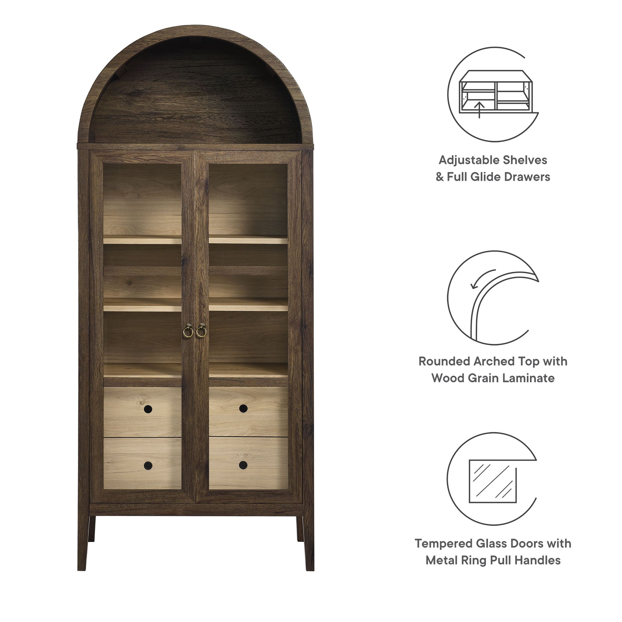 Modway Nolan Tall Arched Storage Display Cabinet