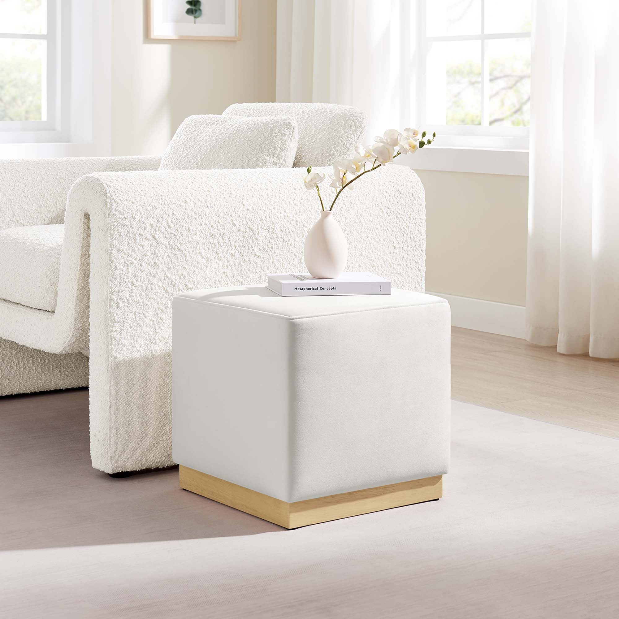 Modway Tilden 17" Square Performance Velvet Upholstered Ottoman