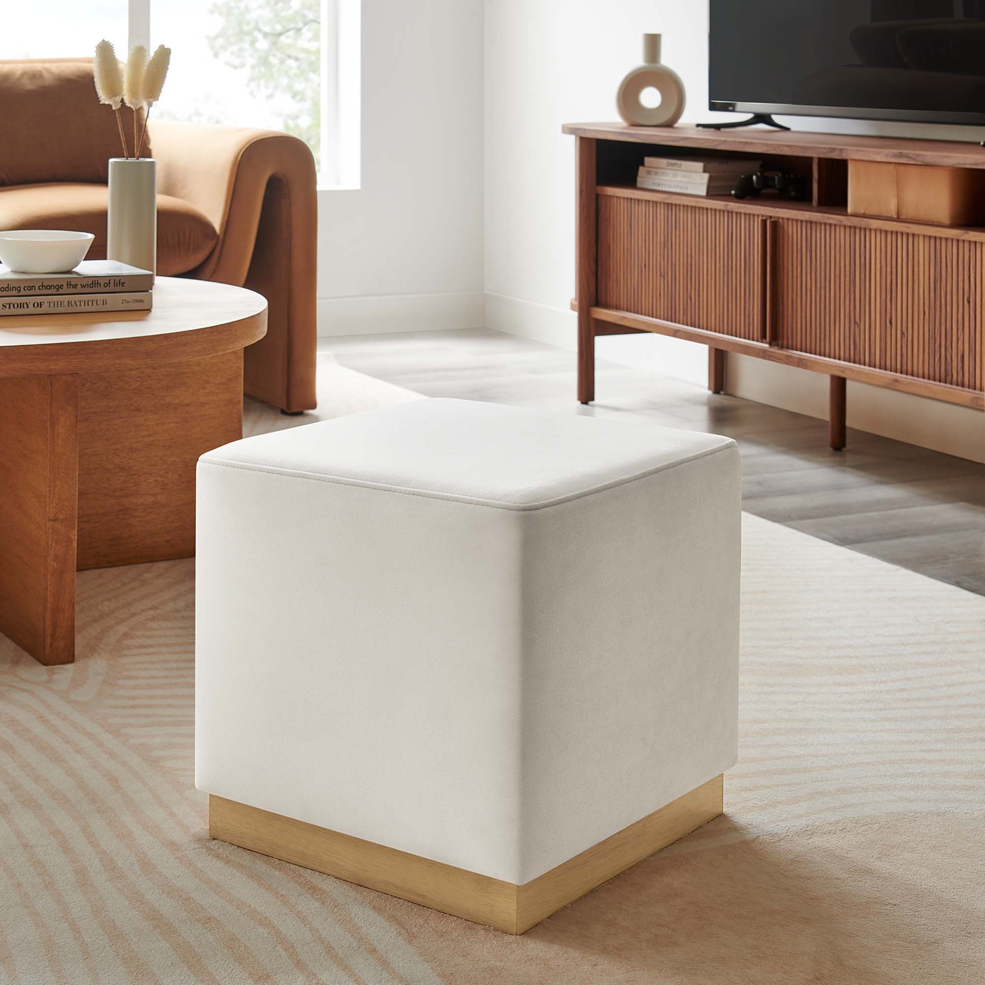 Modway Tilden 17" Square Performance Velvet Upholstered Ottoman