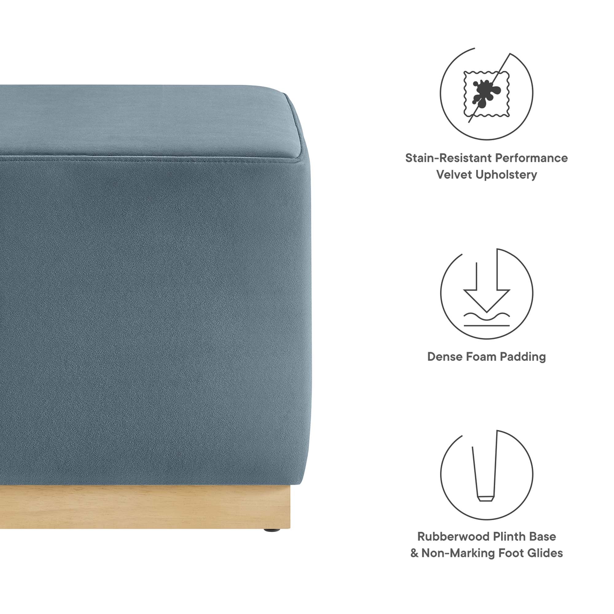 Modway Tilden 17" Square Performance Velvet Upholstered Ottoman