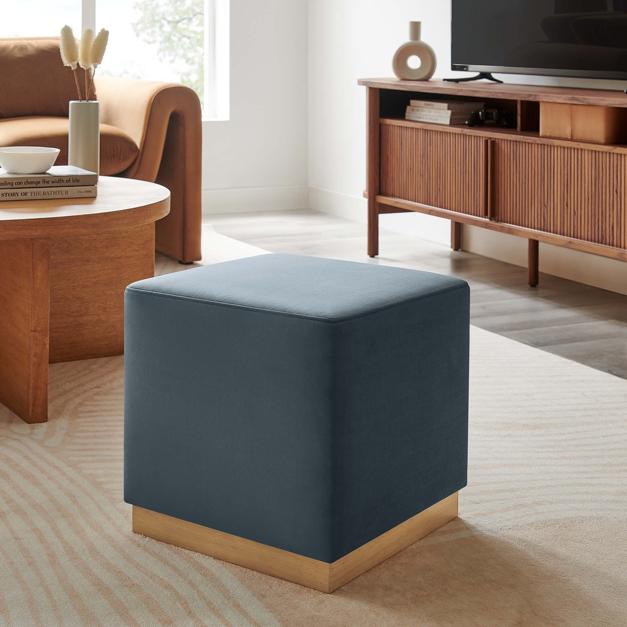 Modway Tilden 17" Square Performance Velvet Upholstered Ottoman