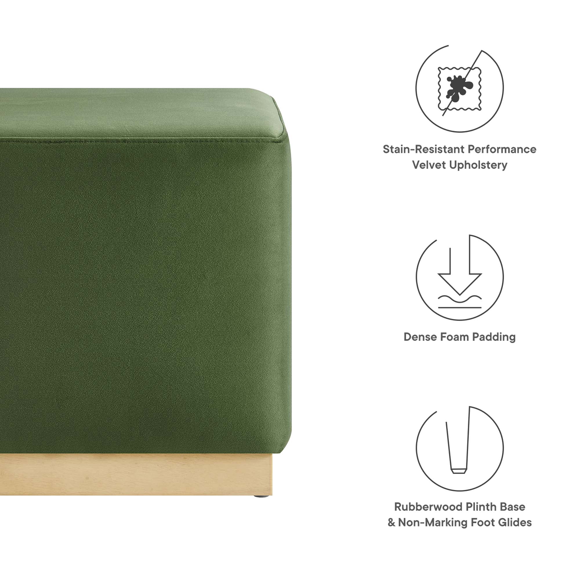 Modway Tilden 17" Square Performance Velvet Upholstered Ottoman