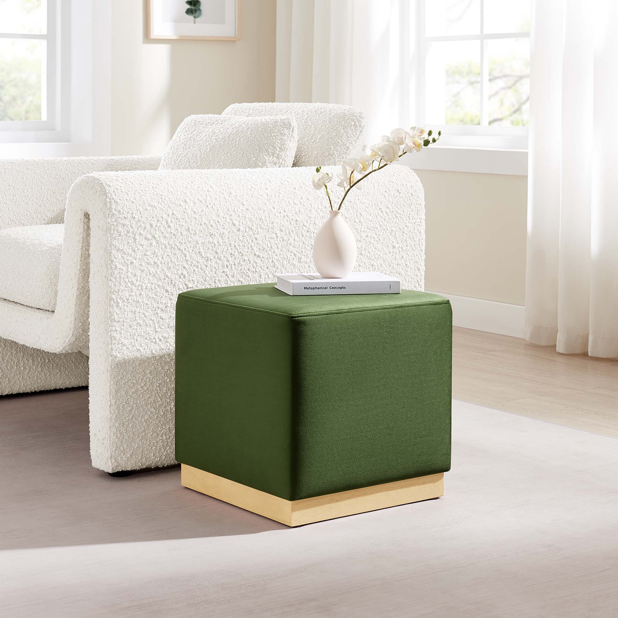 Modway Tilden 17" Square Performance Velvet Upholstered Ottoman