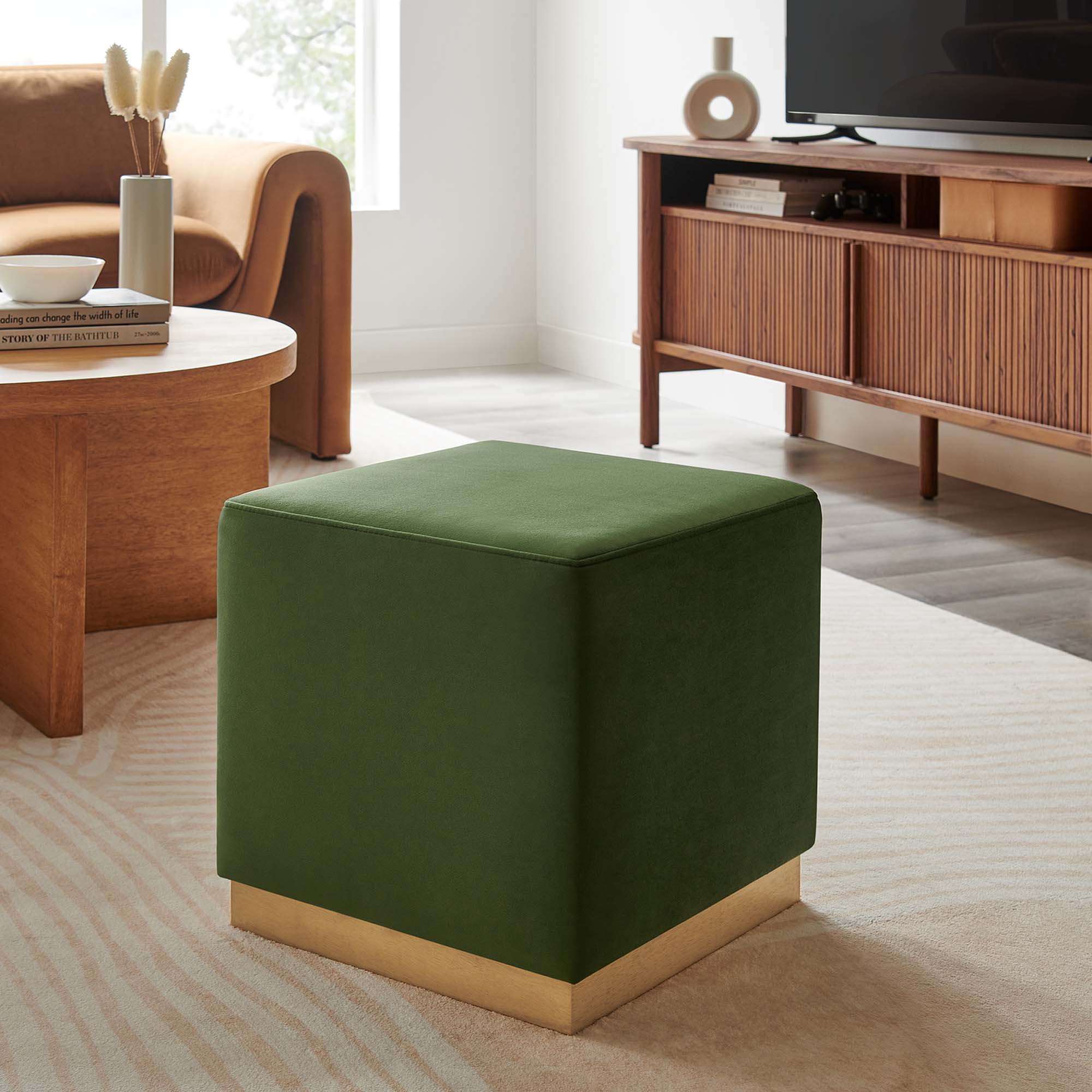 Modway Tilden 17" Square Performance Velvet Upholstered Ottoman