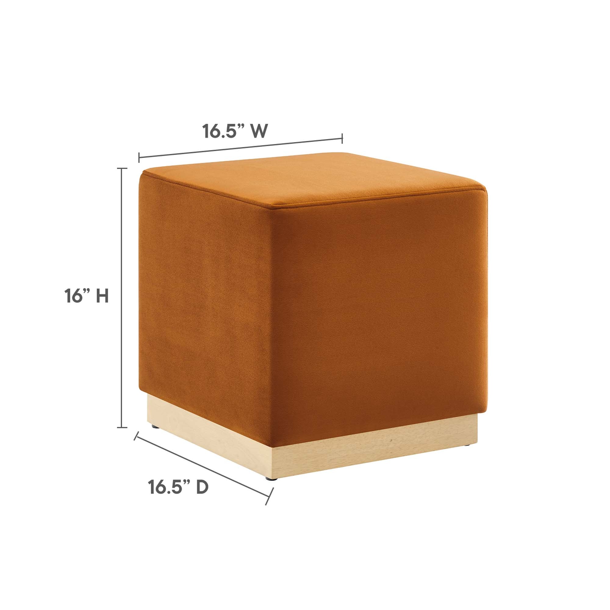 Modway Tilden 17" Square Performance Velvet Upholstered Ottoman