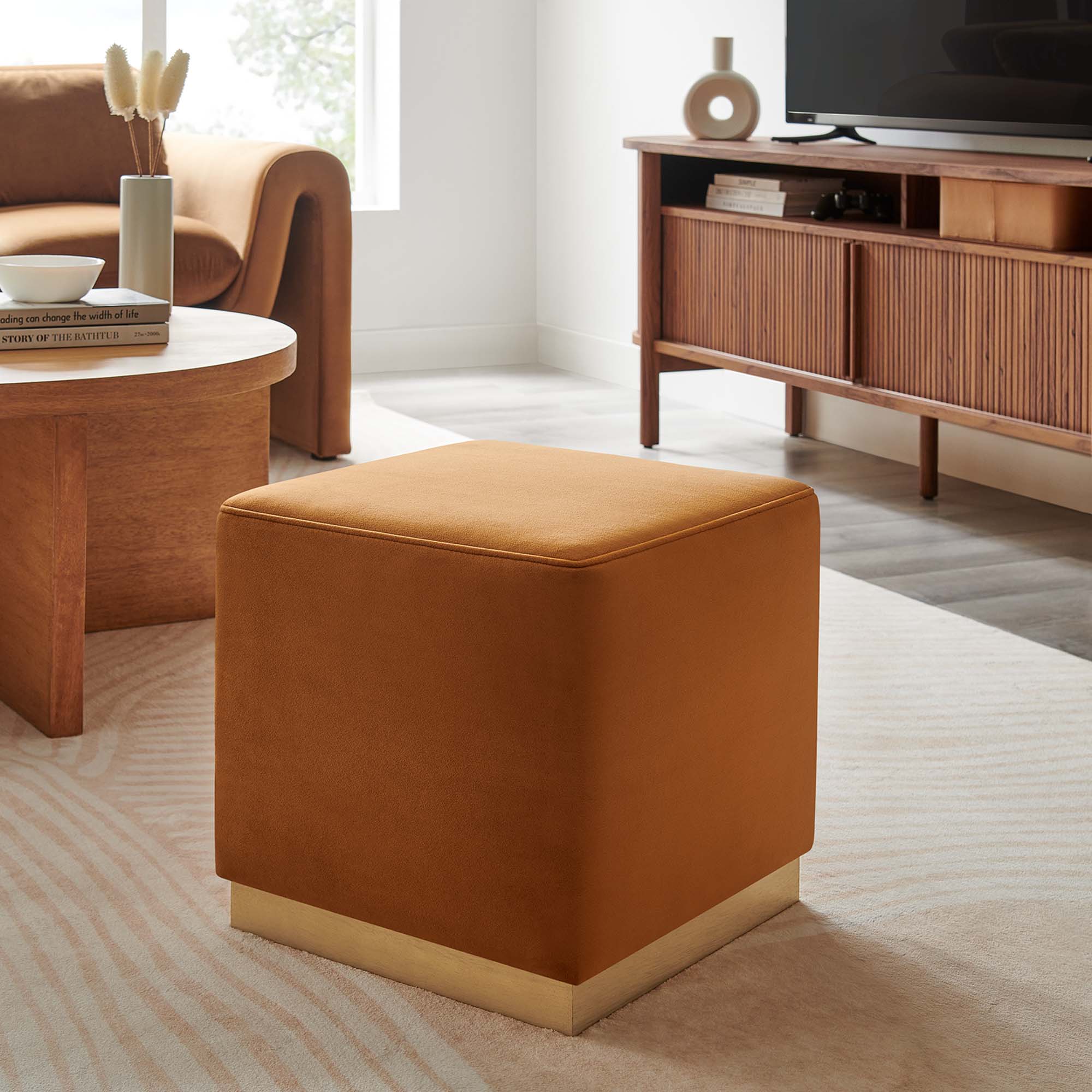 Modway Tilden 17" Square Performance Velvet Upholstered Ottoman