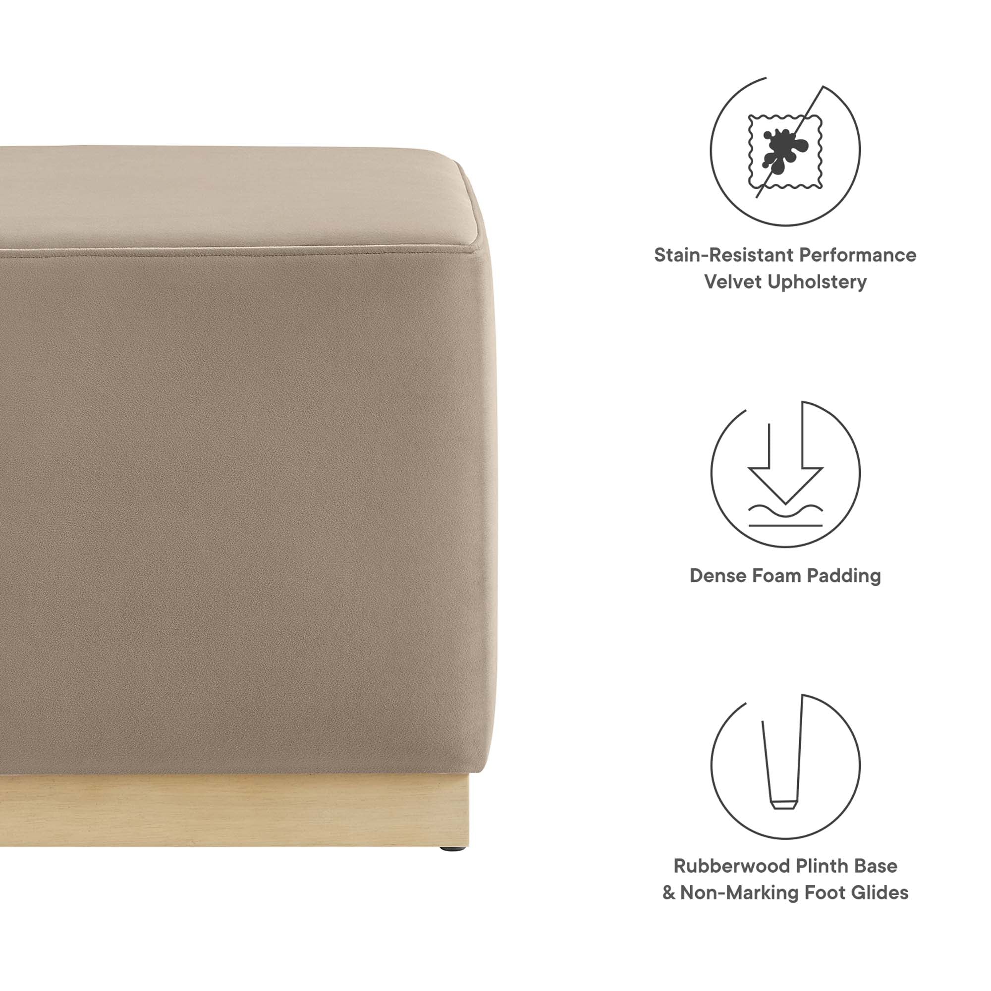 Modway Tilden 17" Square Performance Velvet Upholstered Ottoman