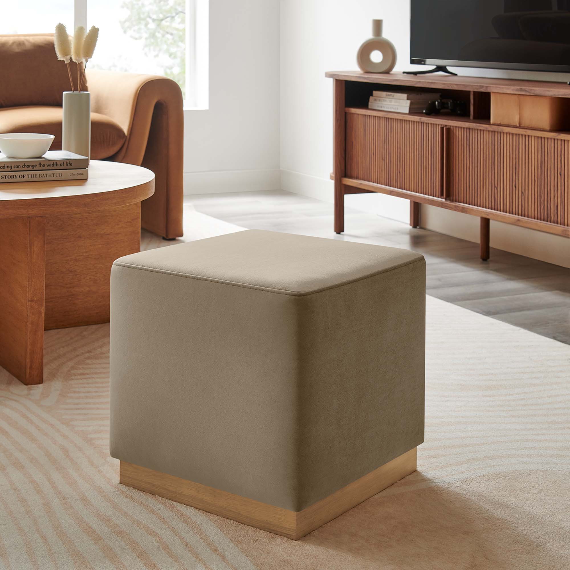 Modway Tilden 17" Square Performance Velvet Upholstered Ottoman
