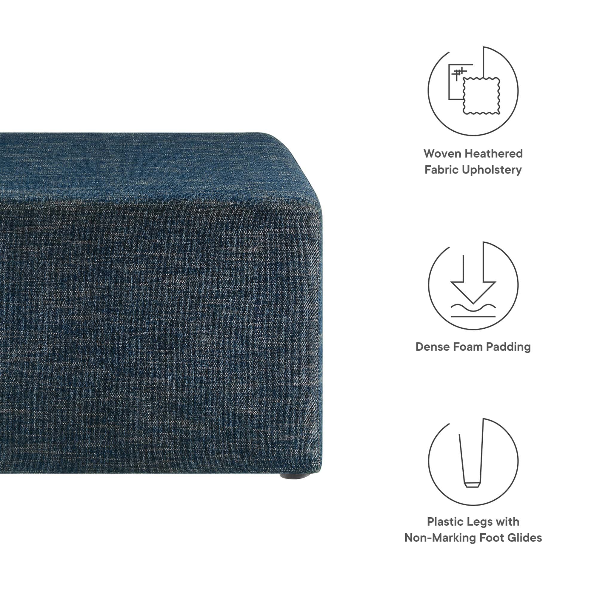 Modway Callum Large 28" Square Woven Heathered Fabric Upholstered Ottoman