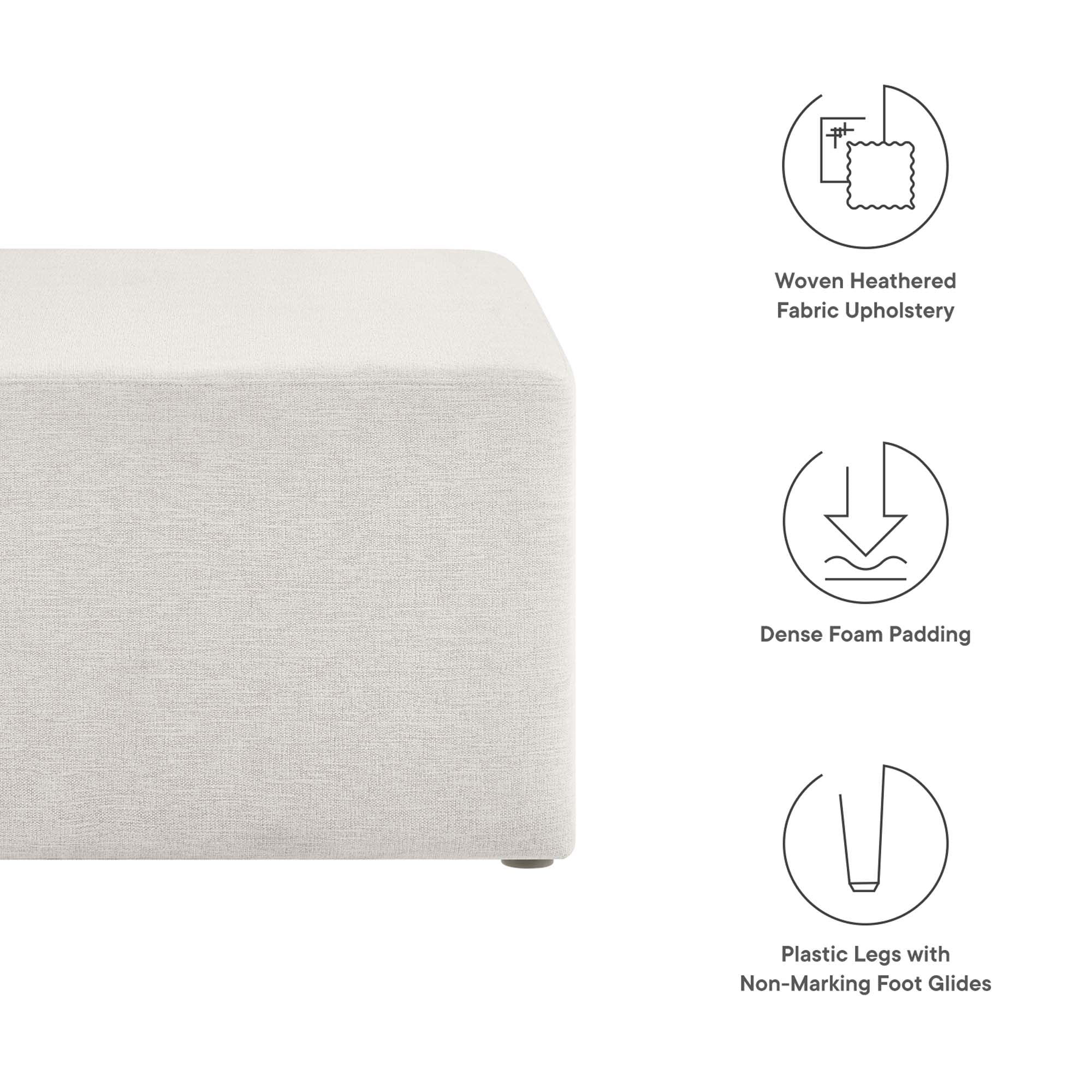 Modway Callum Large 28" Square Woven Heathered Fabric Upholstered Ottoman