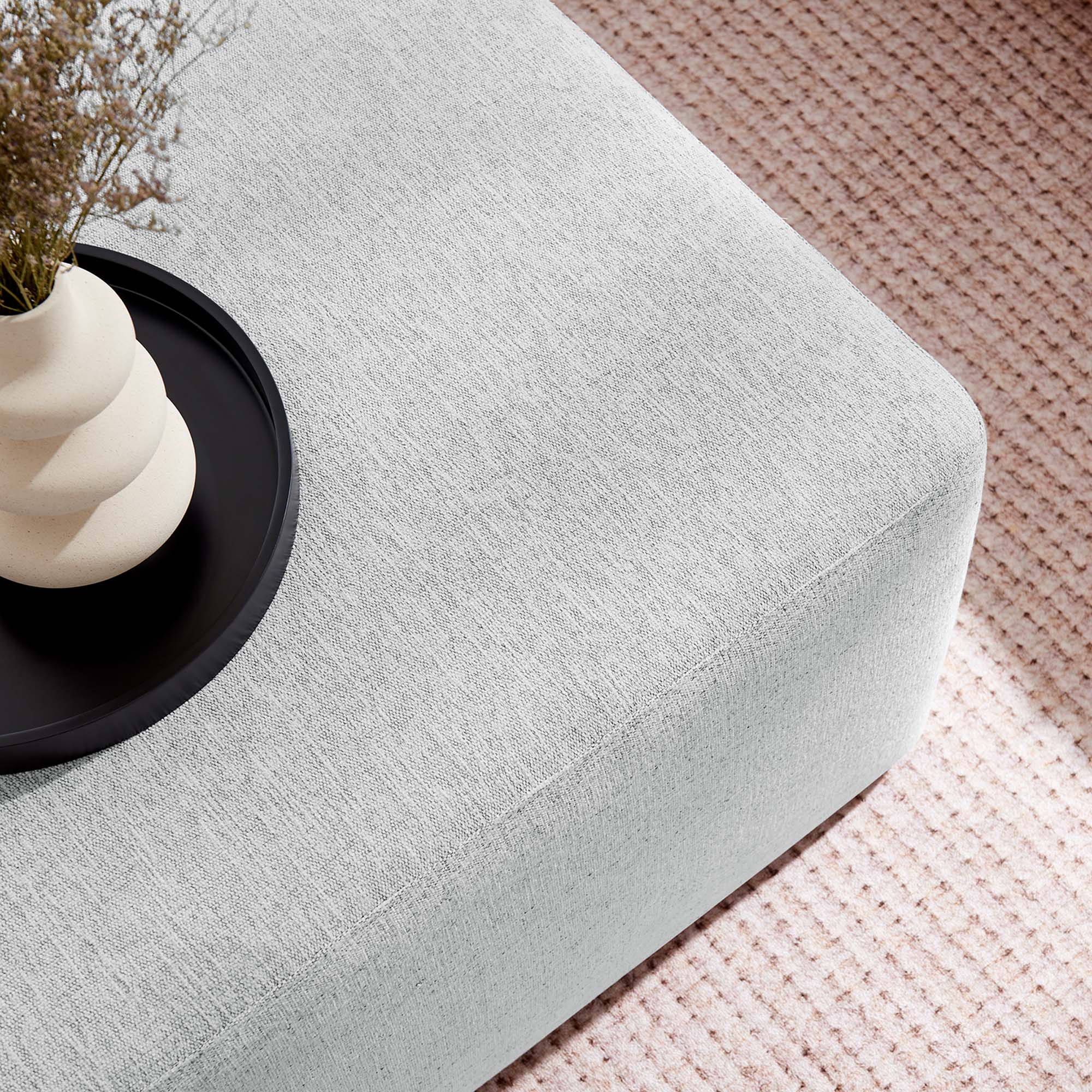 Modway Callum Large 28" Square Woven Heathered Fabric Upholstered Ottoman