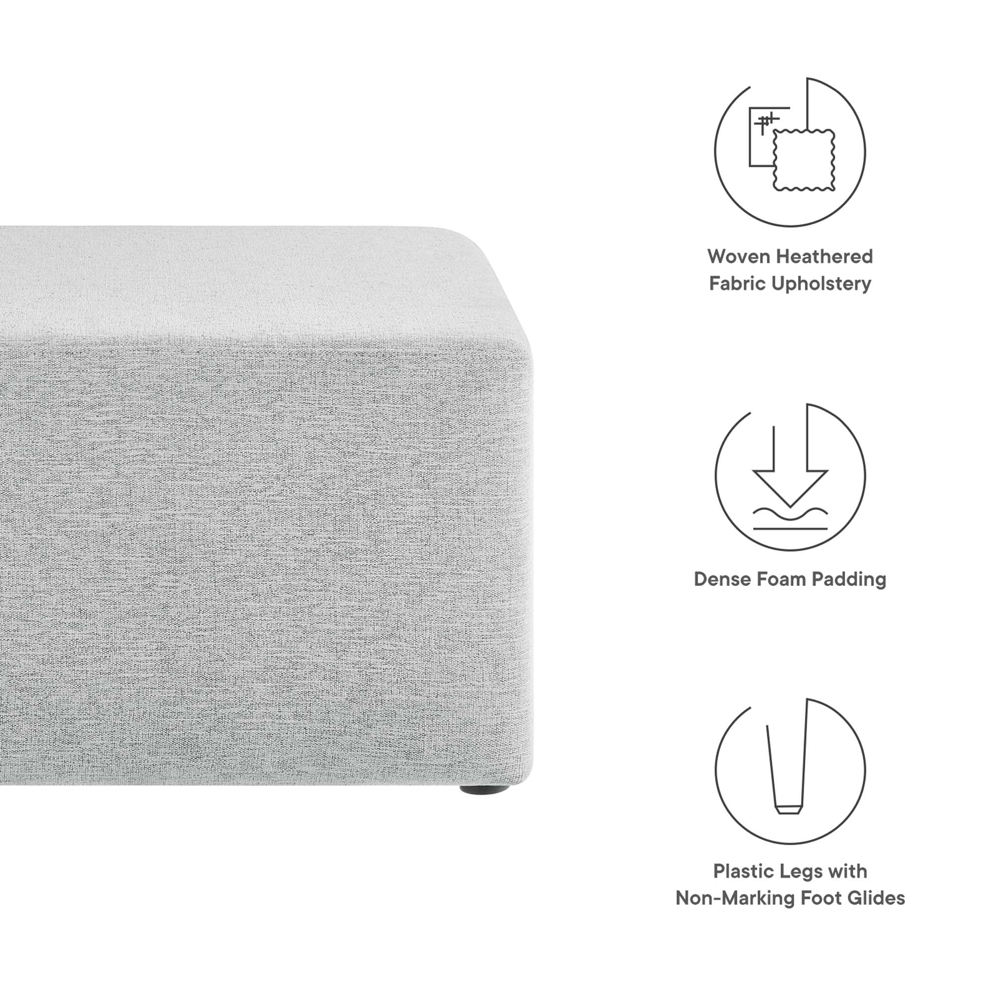 Modway Callum Large 28" Square Woven Heathered Fabric Upholstered Ottoman