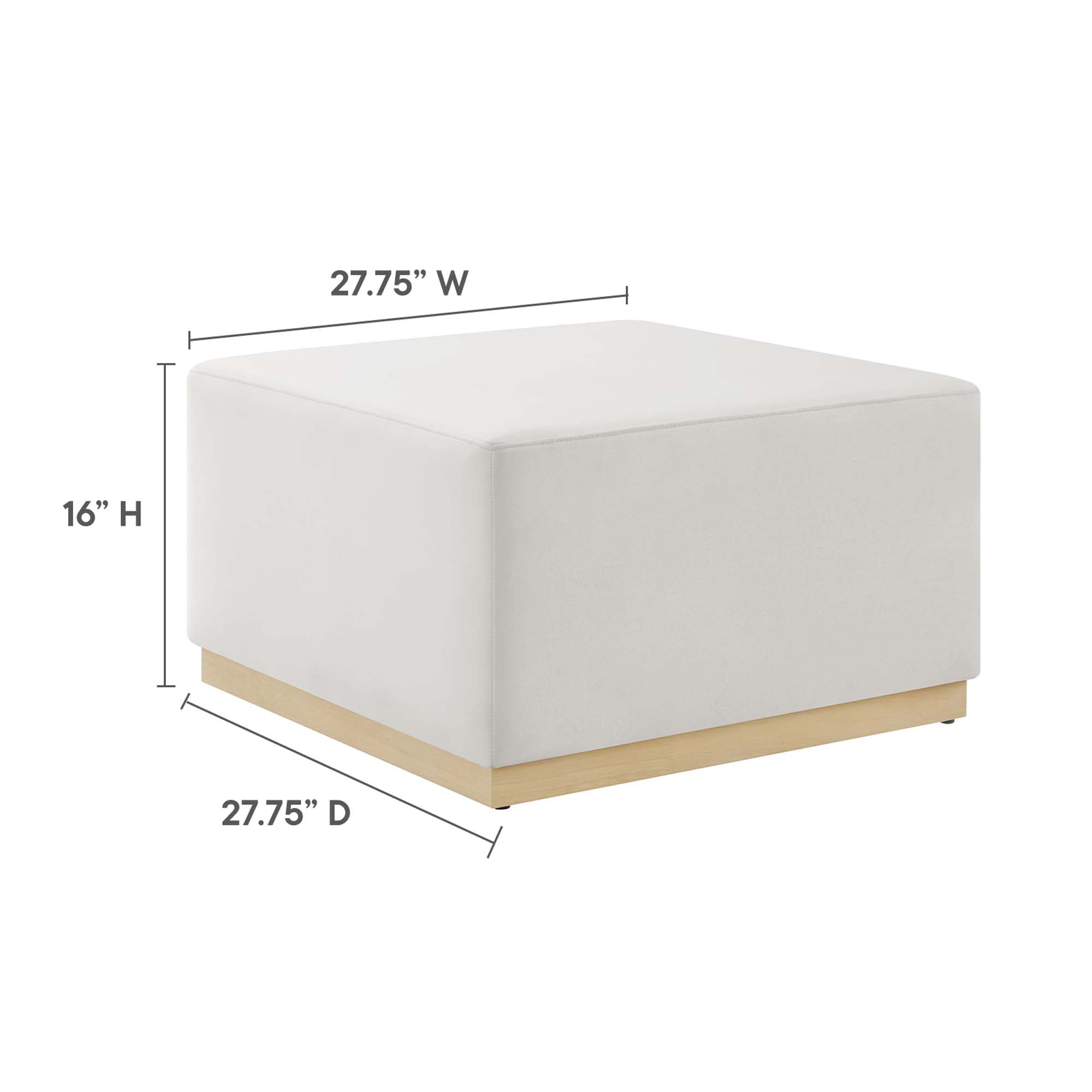 Modway Tilden Large 28" Square Performance Velvet Upholstered Ottoman