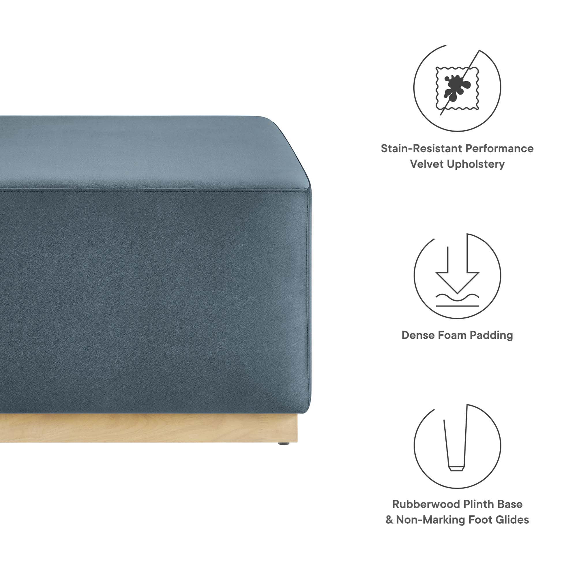 Modway Tilden Large 28" Square Performance Velvet Upholstered Ottoman
