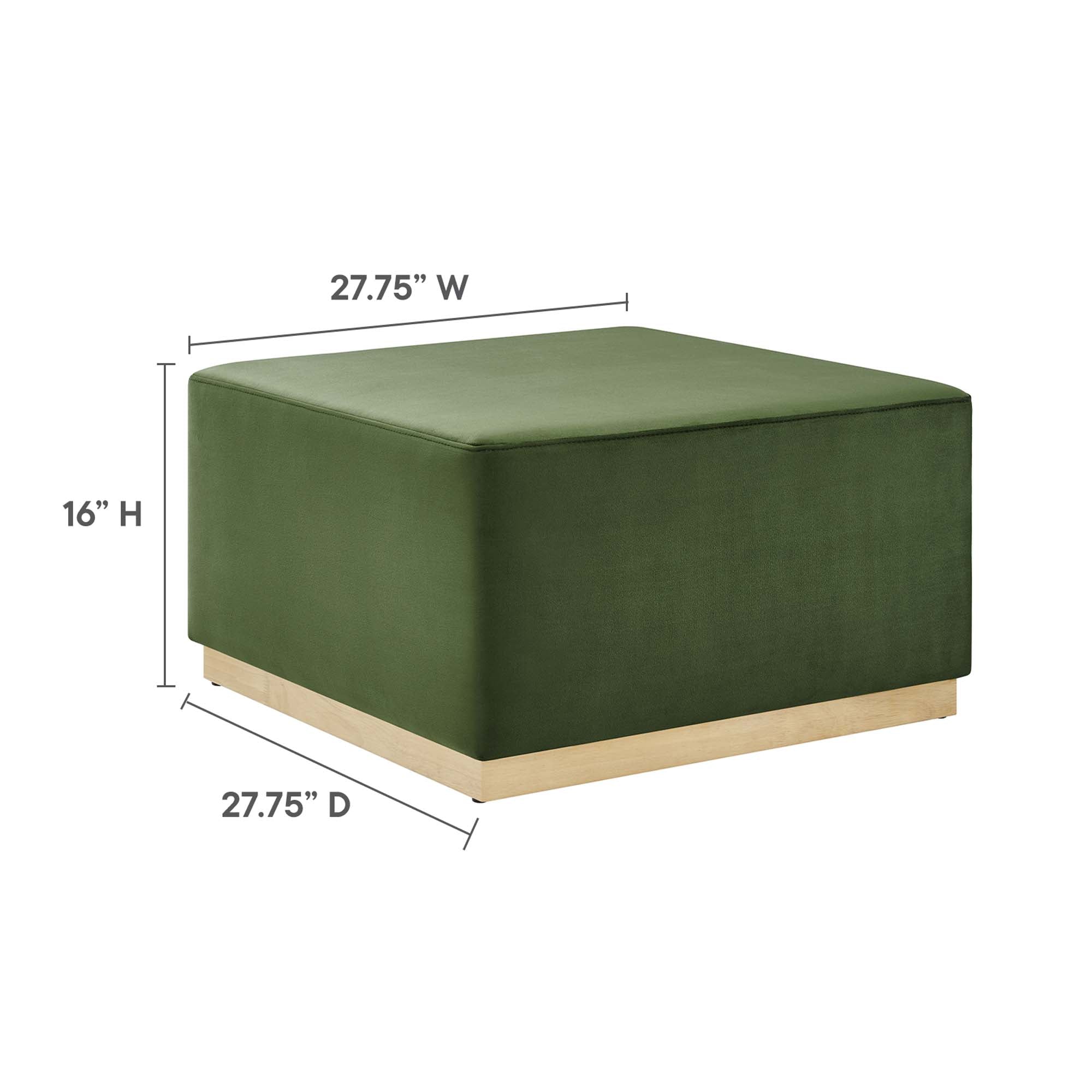 Modway Tilden Large 28" Square Performance Velvet Upholstered Ottoman