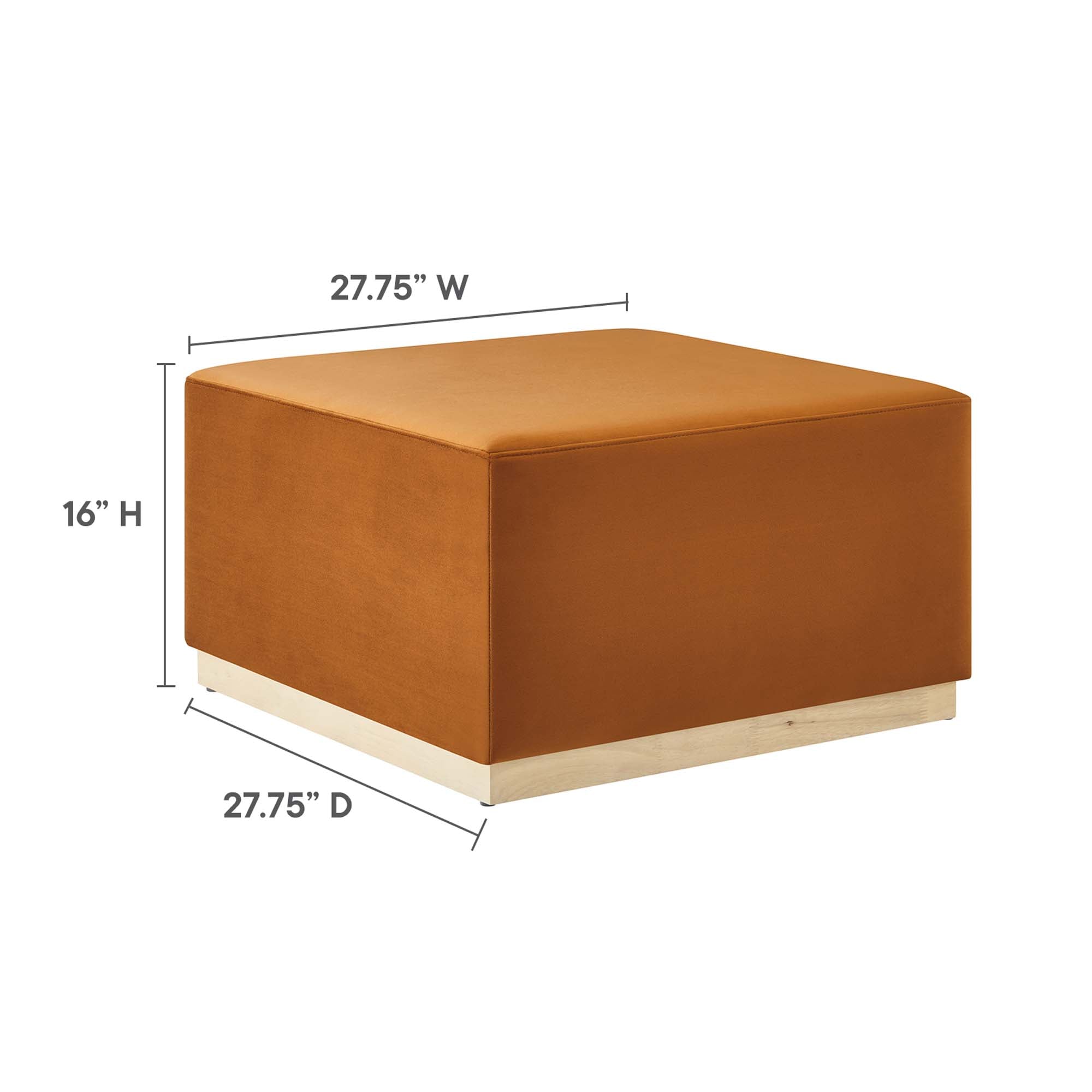 Modway Tilden Large 28" Square Performance Velvet Upholstered Ottoman