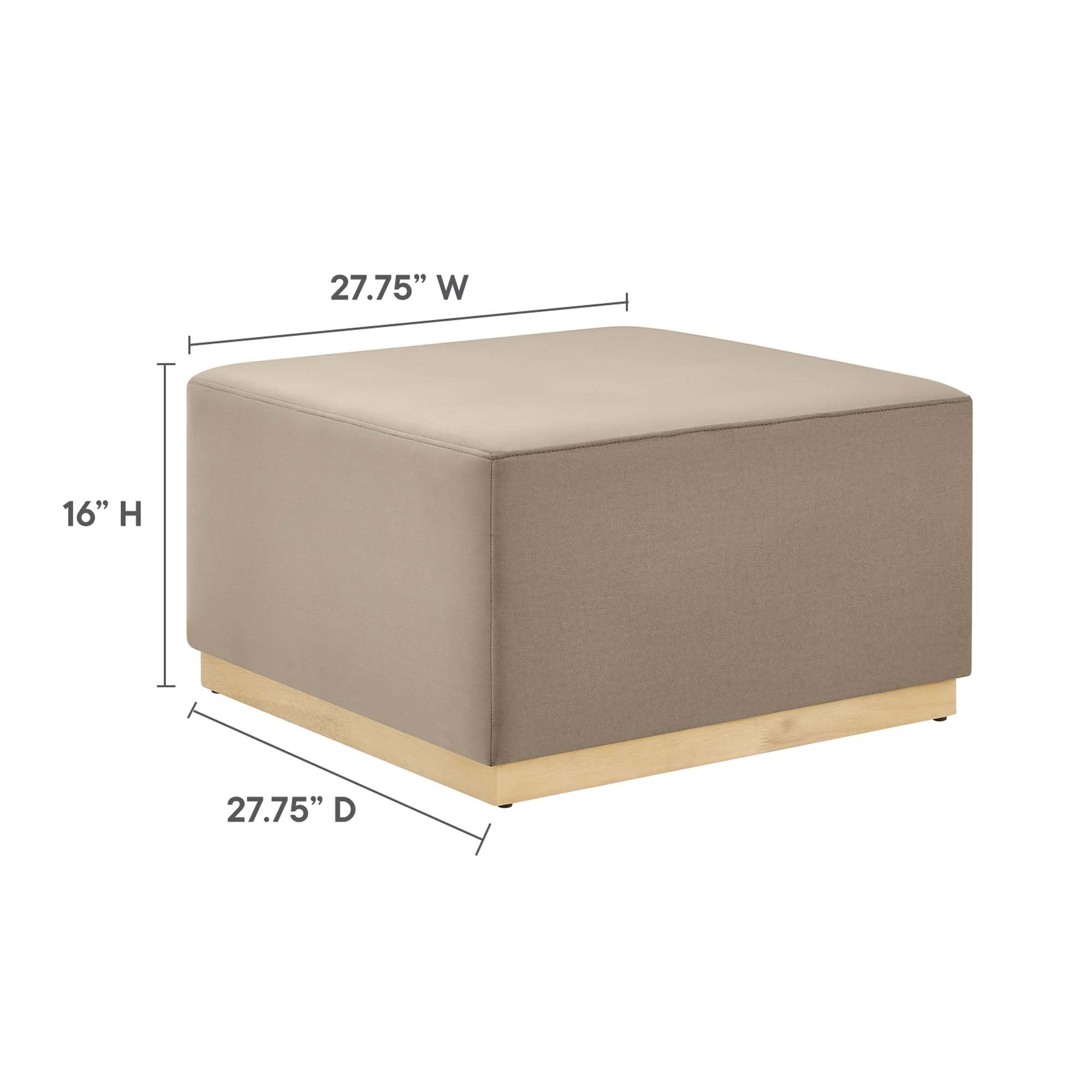 Modway Tilden Large 28" Square Performance Velvet Upholstered Ottoman