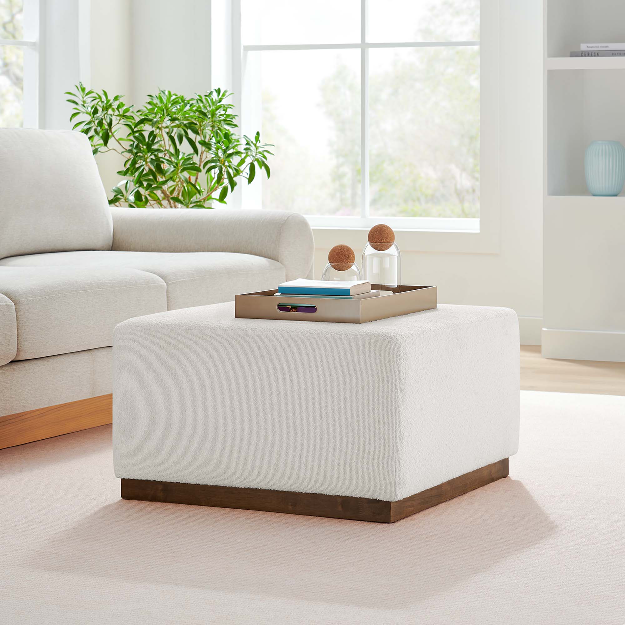 Modway Tilden Large 28" Square Boucle Upholstered Ottoman
