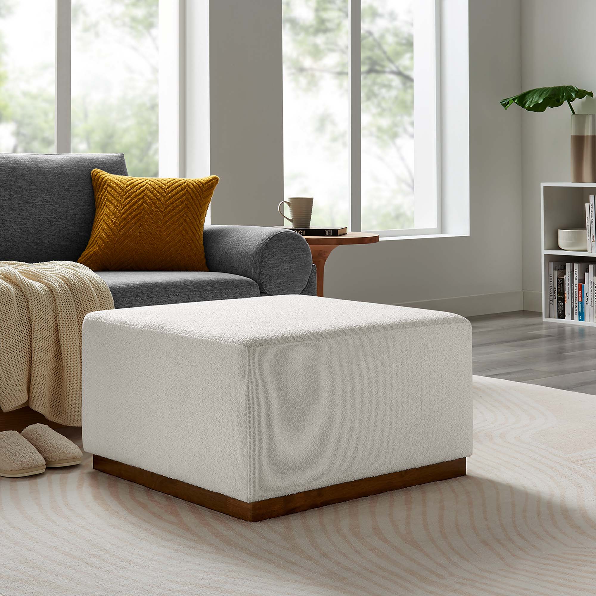 Modway Tilden Large 28" Square Boucle Upholstered Ottoman