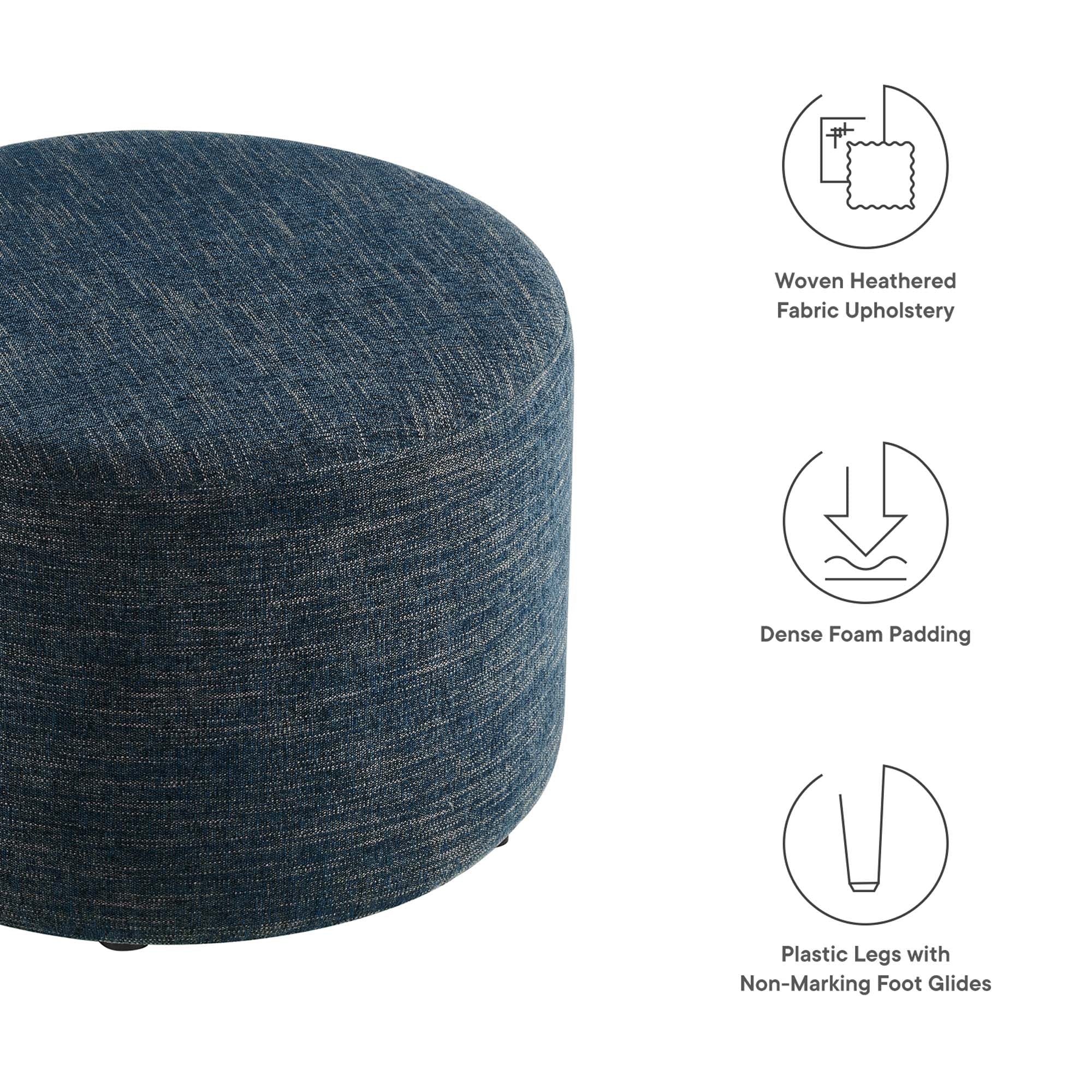 Modway Callum Large 23" Round Woven Heathered Fabric Upholstered Ottoman