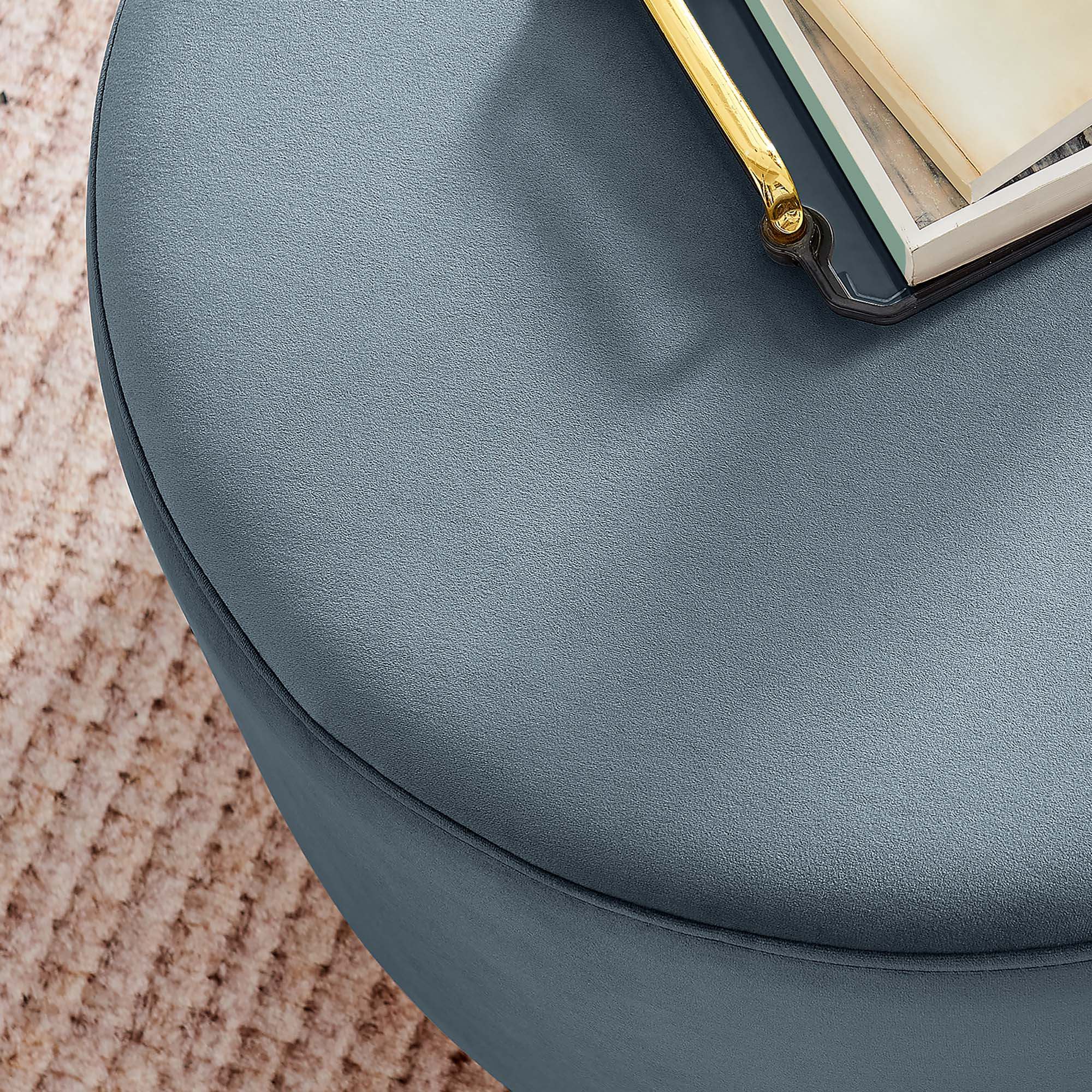 Modway Tilden Large 23" Round Performance Velvet Upholstered Ottoman
