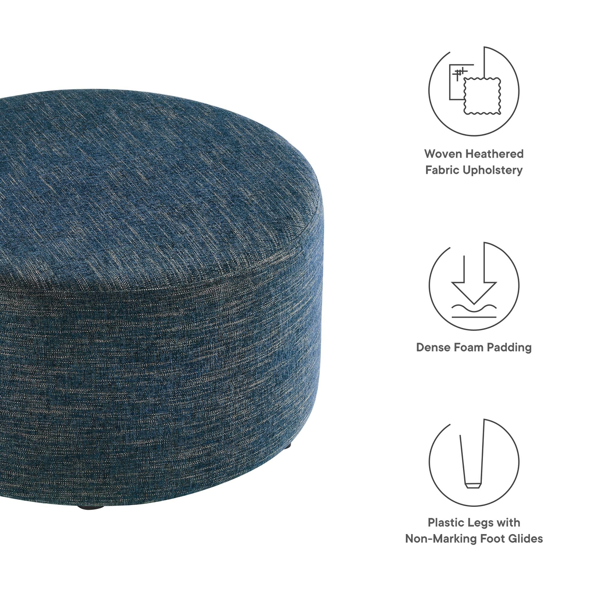 Modway Callum Large 29" Round Woven Heathered Fabric Upholstered Ottoman