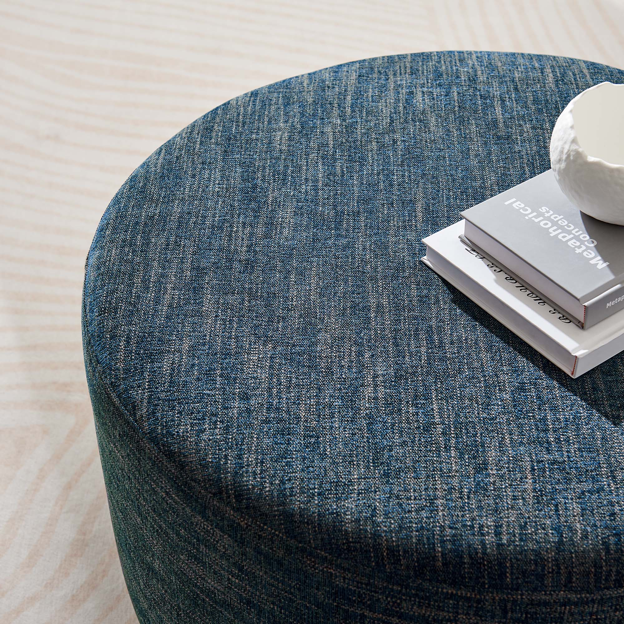 Modway Callum Large 29" Round Woven Heathered Fabric Upholstered Ottoman