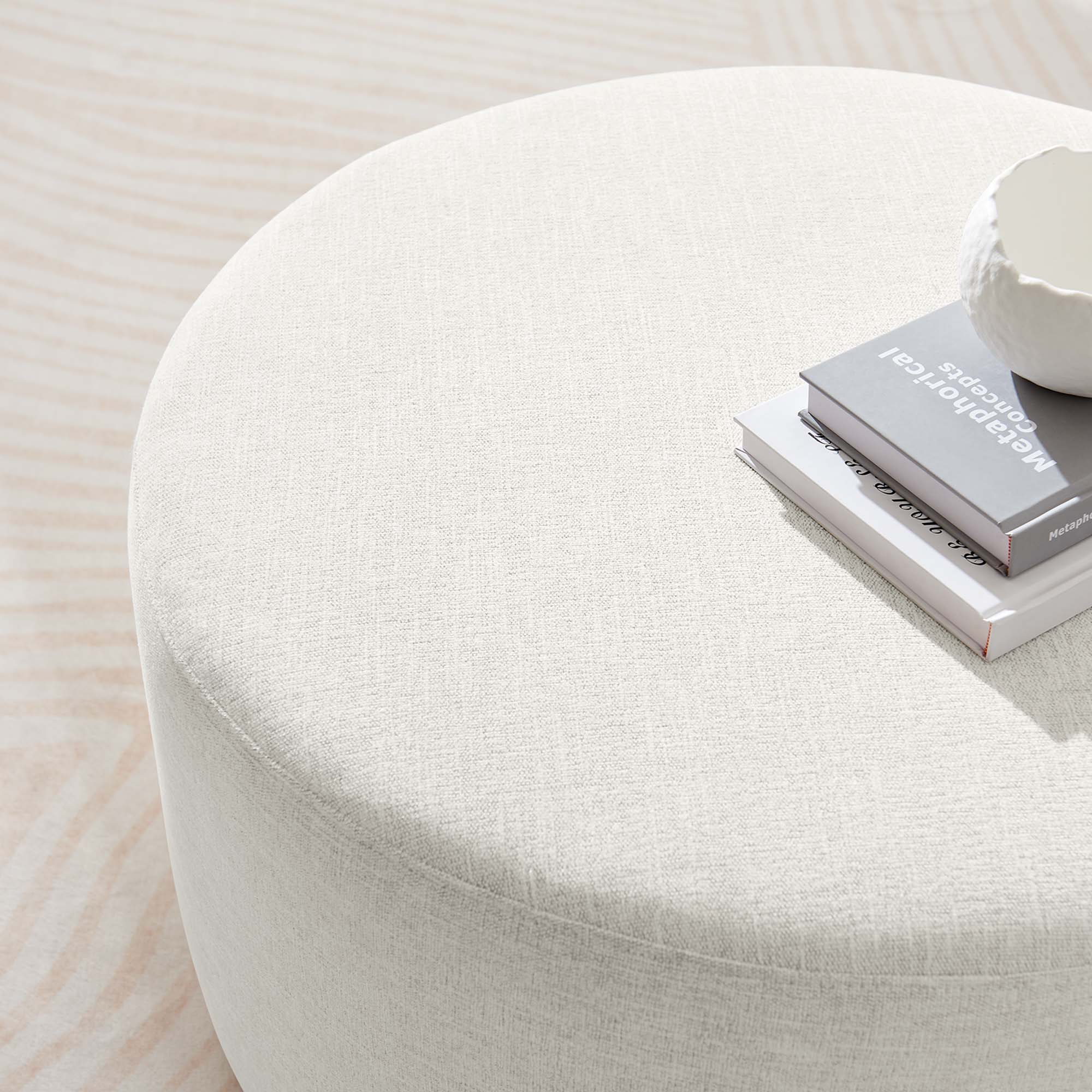 Modway Callum Large 29" Round Woven Heathered Fabric Upholstered Ottoman
