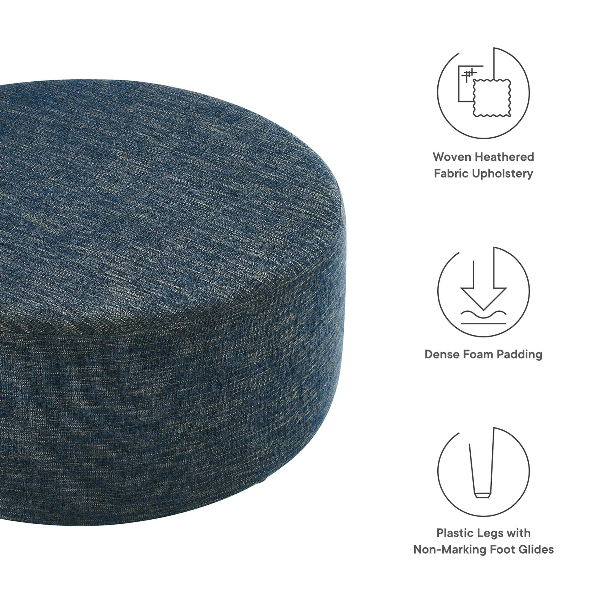Modway Callum Large 38" Round Woven Heathered Fabric Upholstered Ottoman
