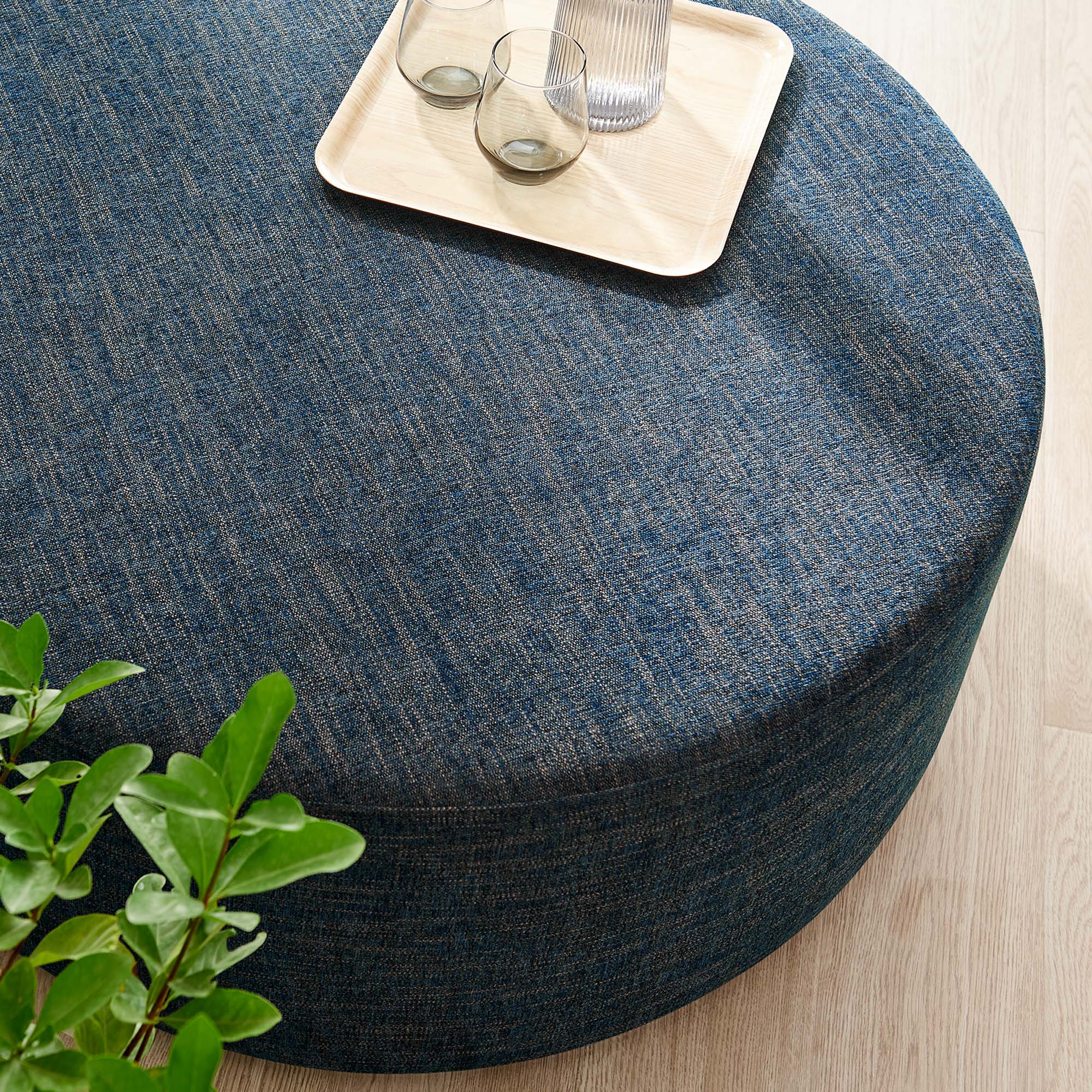 Modway Callum Large 38" Round Woven Heathered Fabric Upholstered Ottoman