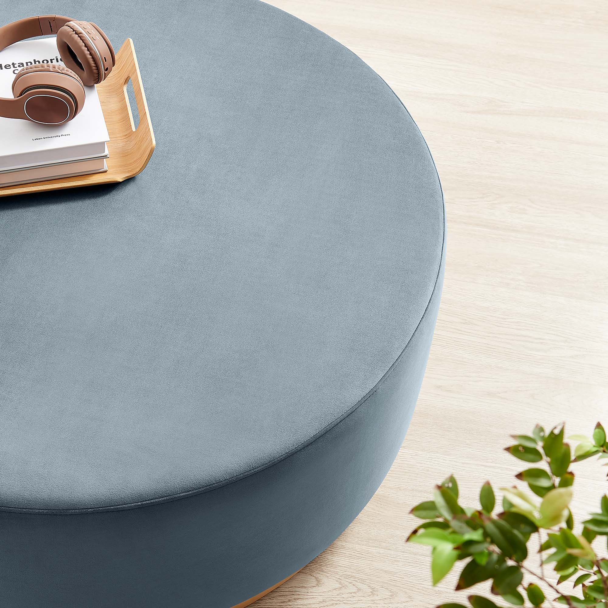 Modway Tilden Large 38" Round Performance Velvet Upholstered Ottoman