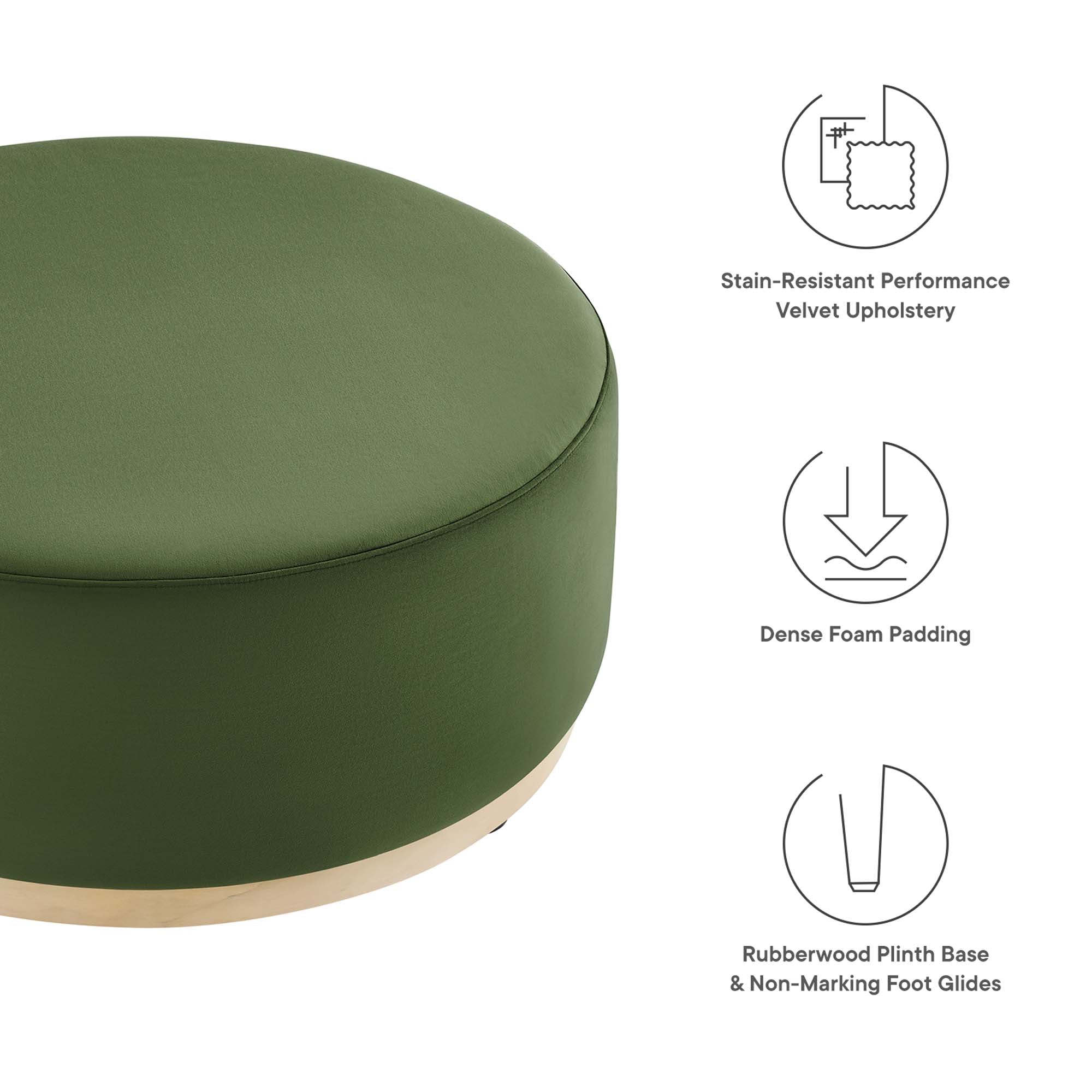 Modway Tilden Large 38" Round Performance Velvet Upholstered Ottoman