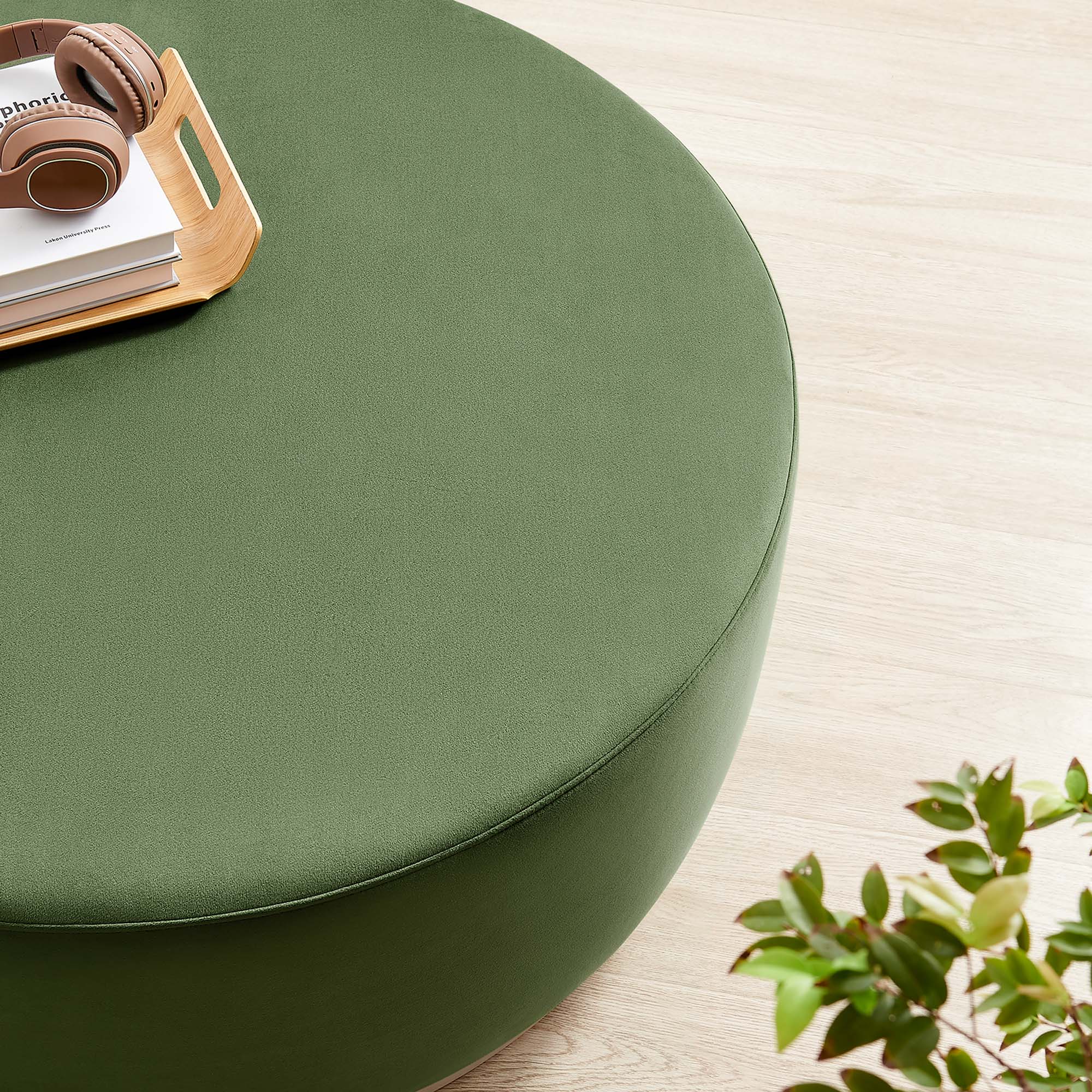 Modway Tilden Large 38" Round Performance Velvet Upholstered Ottoman