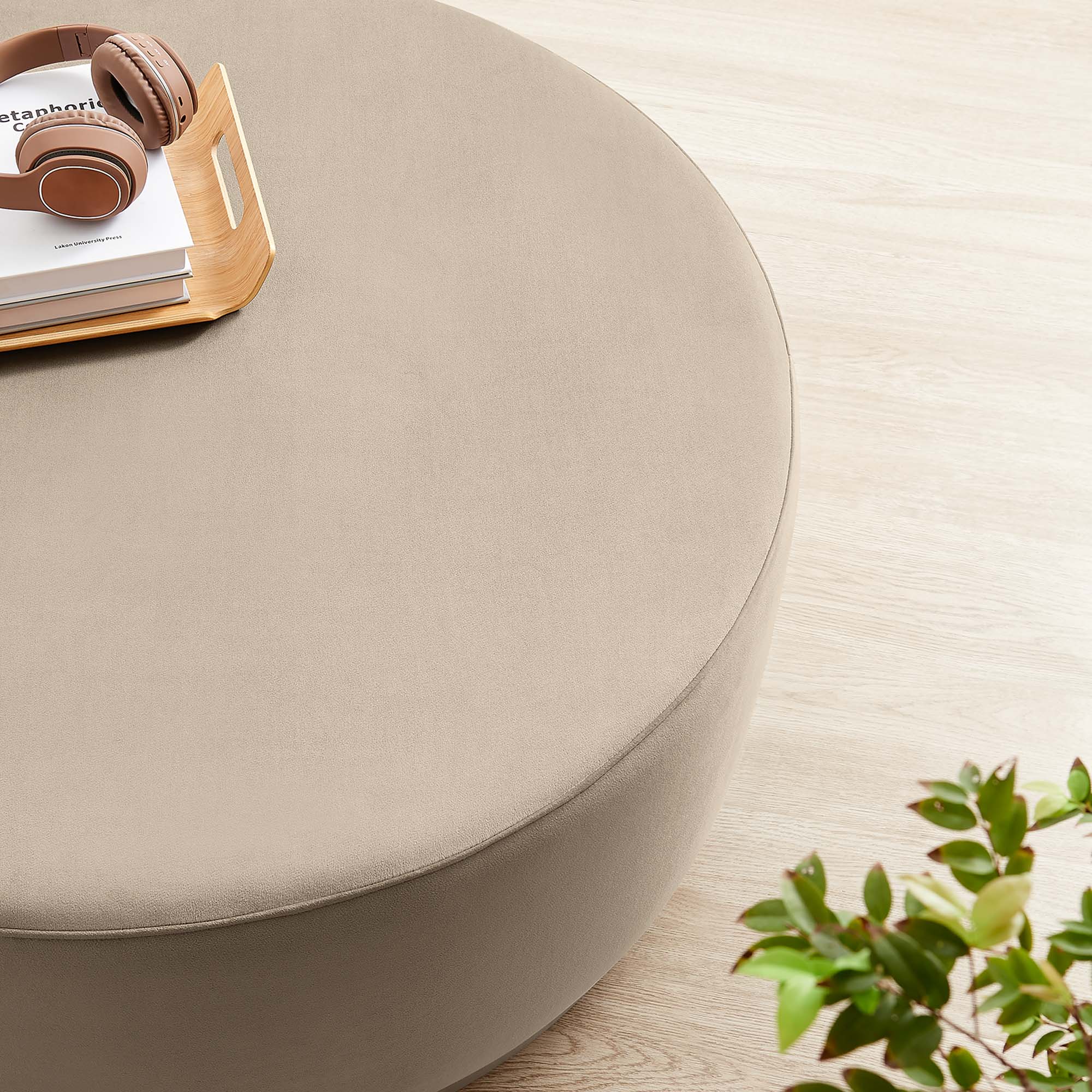 Modway Tilden Large 38" Round Performance Velvet Upholstered Ottoman