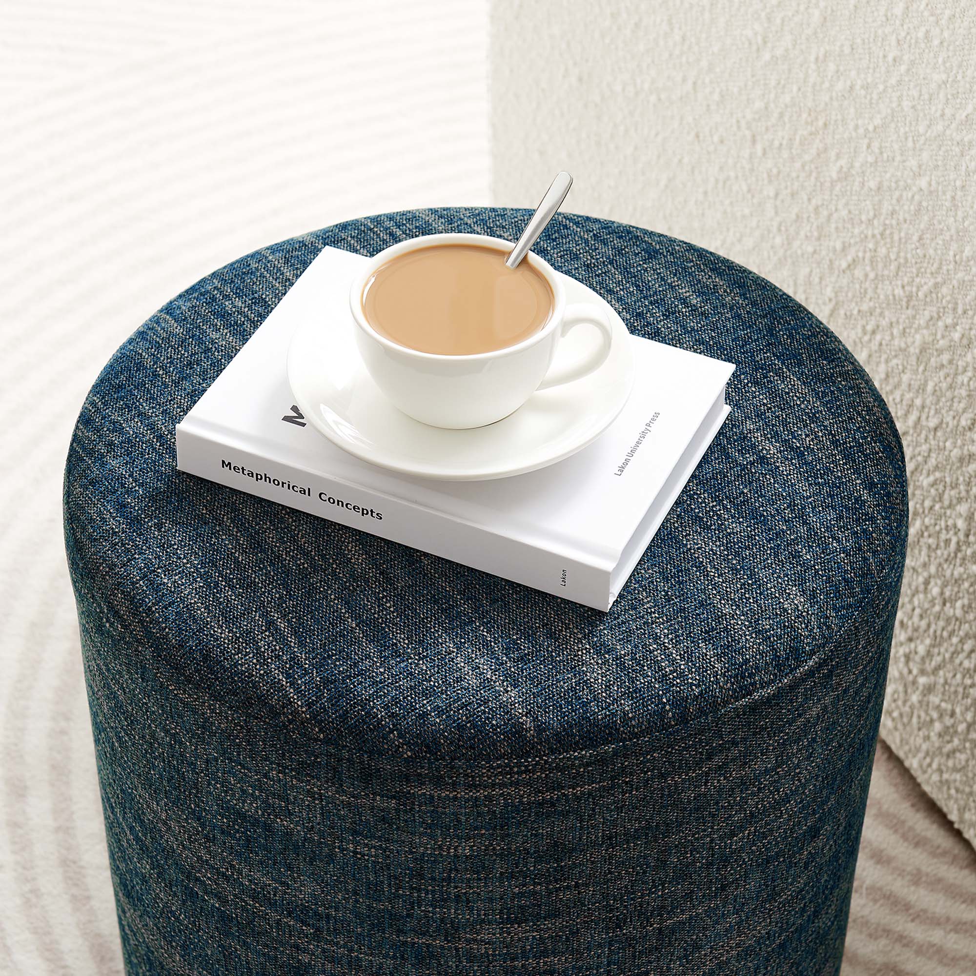 Modway Callum 16" Round Woven Heathered Fabric Upholstered Ottoman