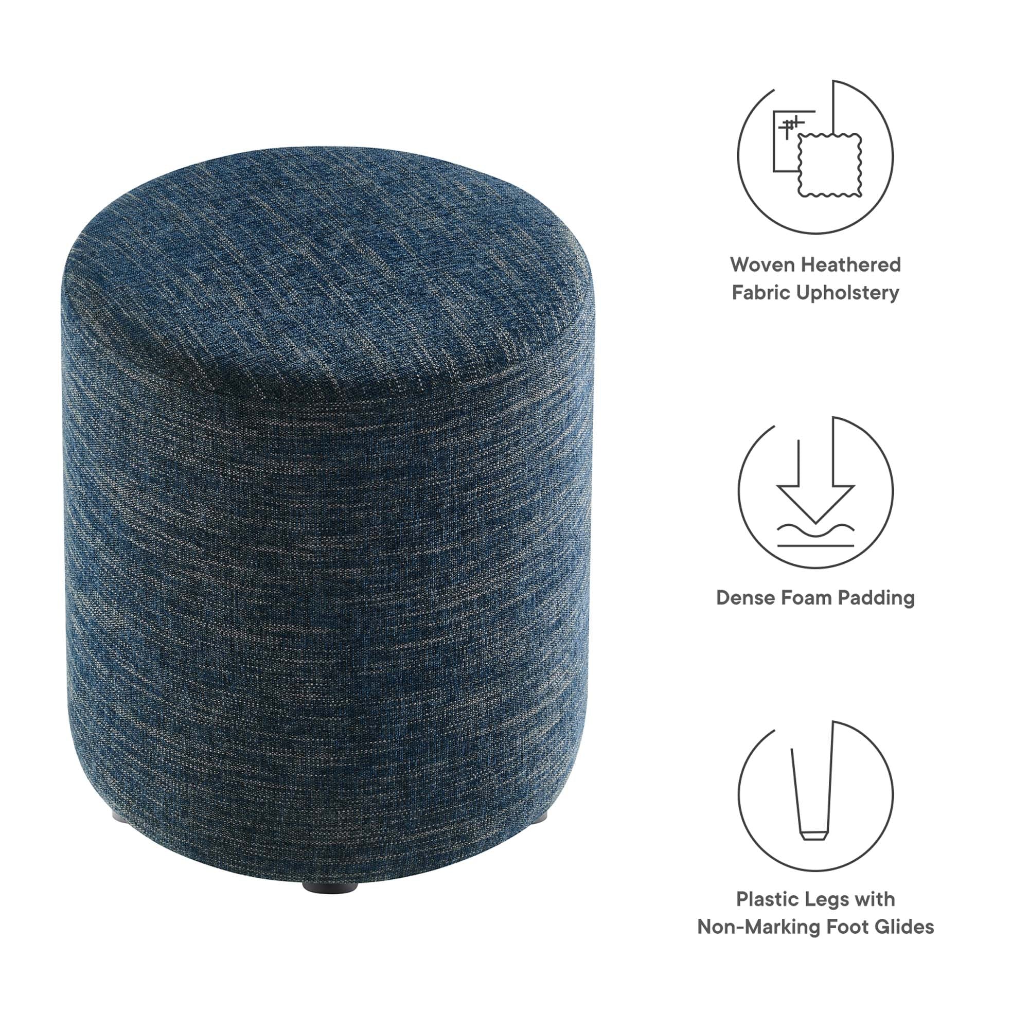 Modway Callum 16" Round Woven Heathered Fabric Upholstered Ottoman