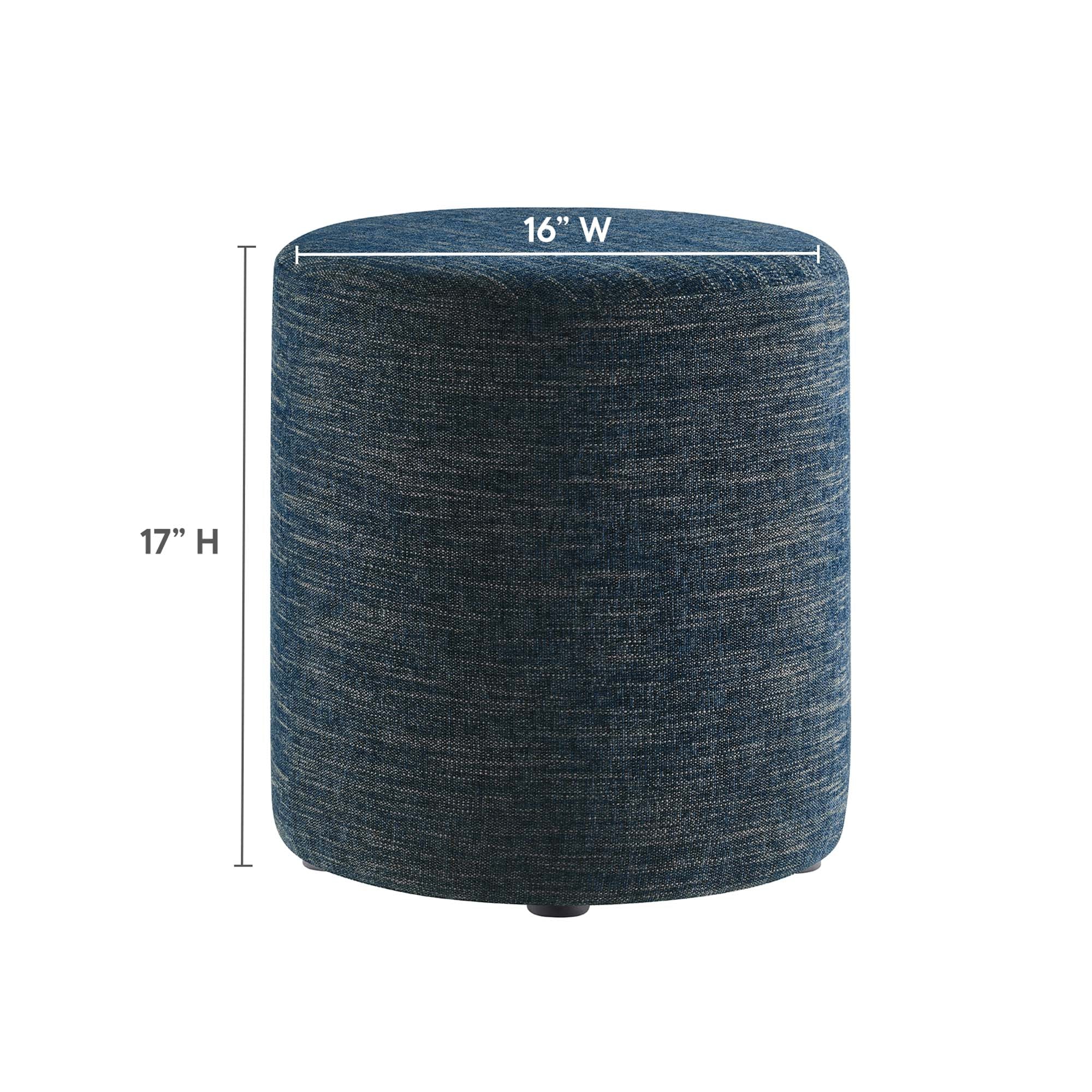Modway Callum 16" Round Woven Heathered Fabric Upholstered Ottoman
