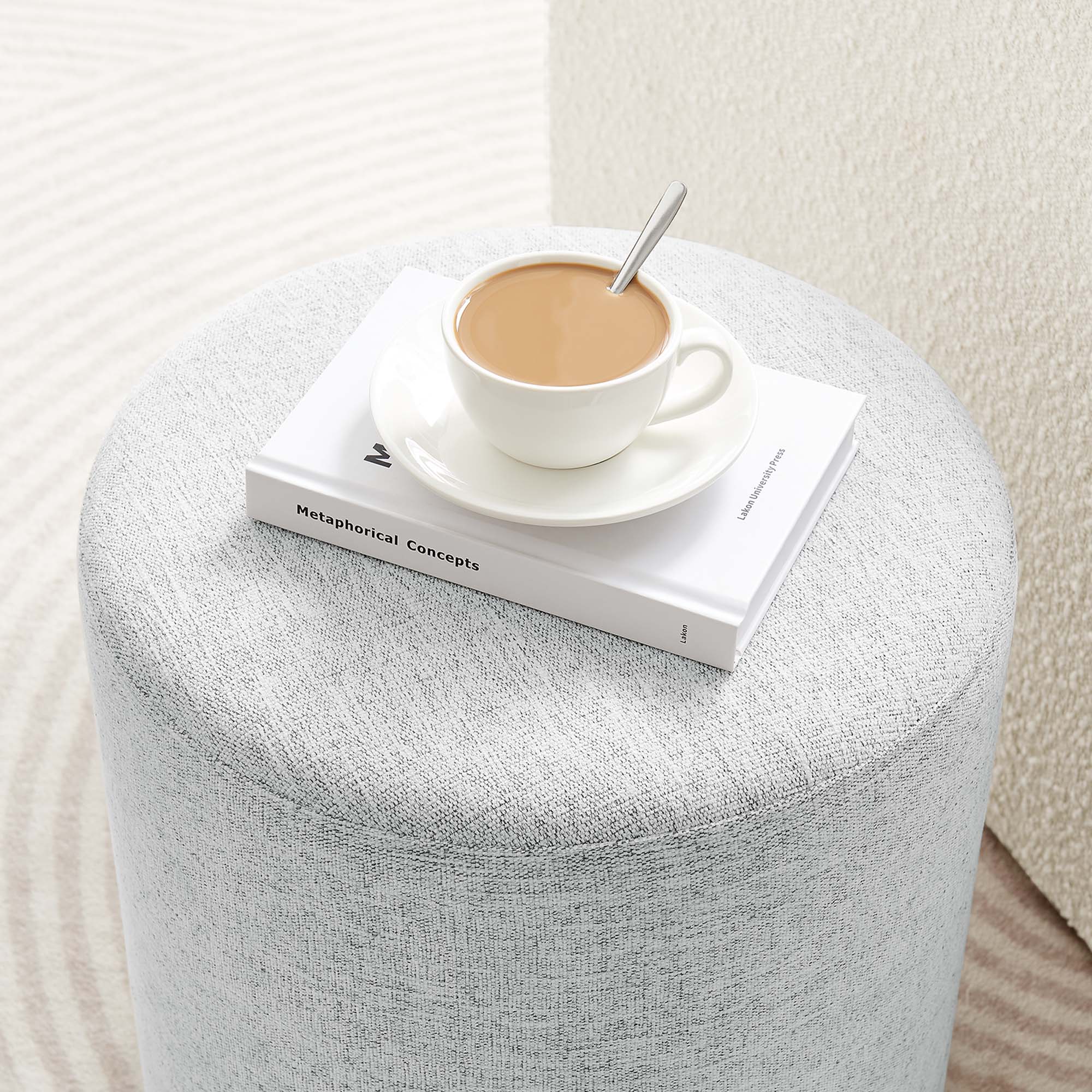Modway Callum 16" Round Woven Heathered Fabric Upholstered Ottoman