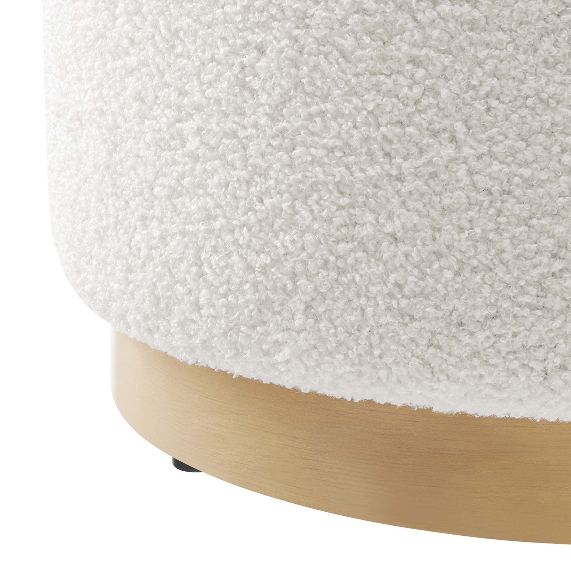 Modway Tilden 16" Round Sherpa Upholstered Ottoman